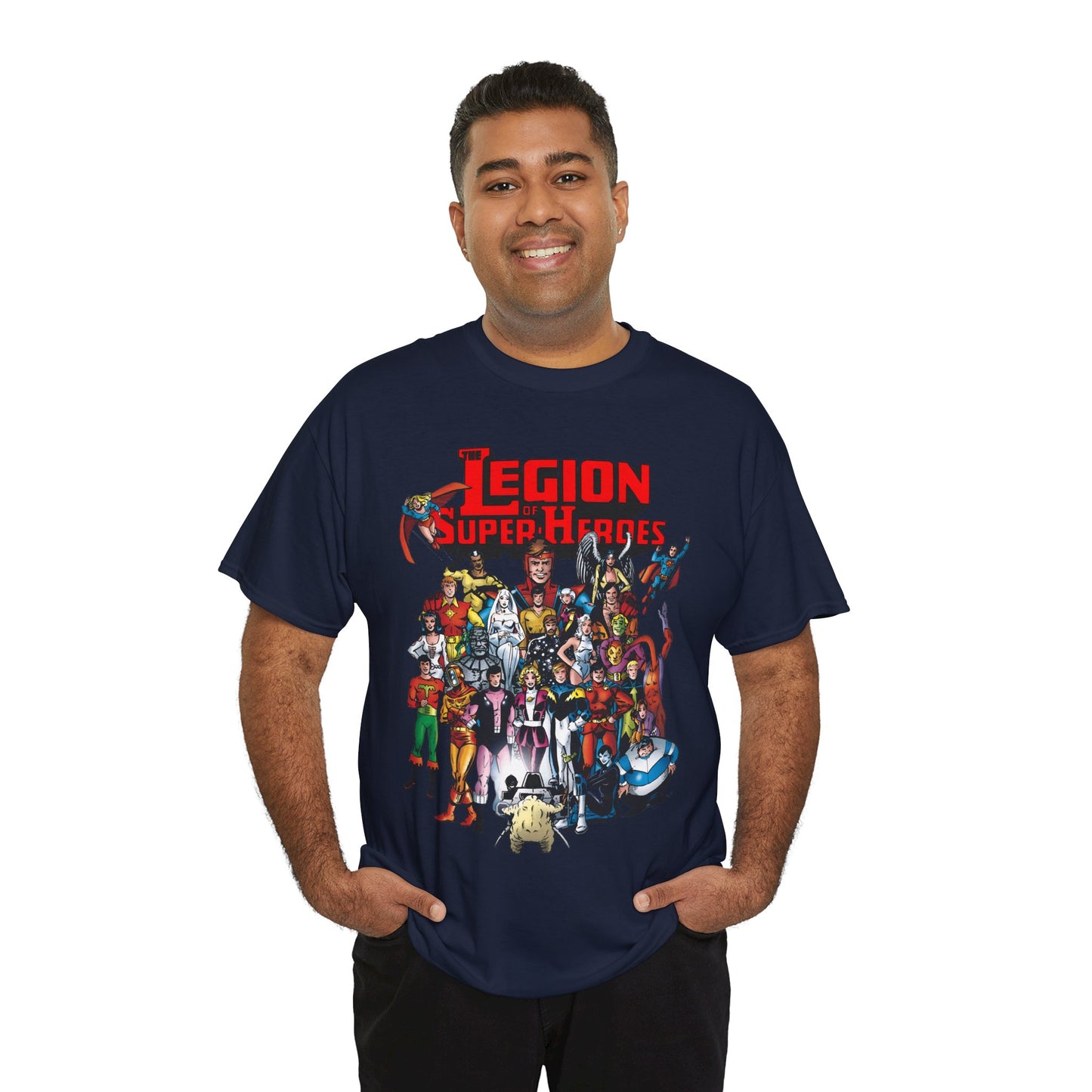 Legion of Super-Heroes T-Shirt - #300 Cover Art - Cosmic Boy, Saturn Girl, Superboy, Wildfire, Mon-El, Dream Girl, Brainiac 5, Supergirl - DC Comics
