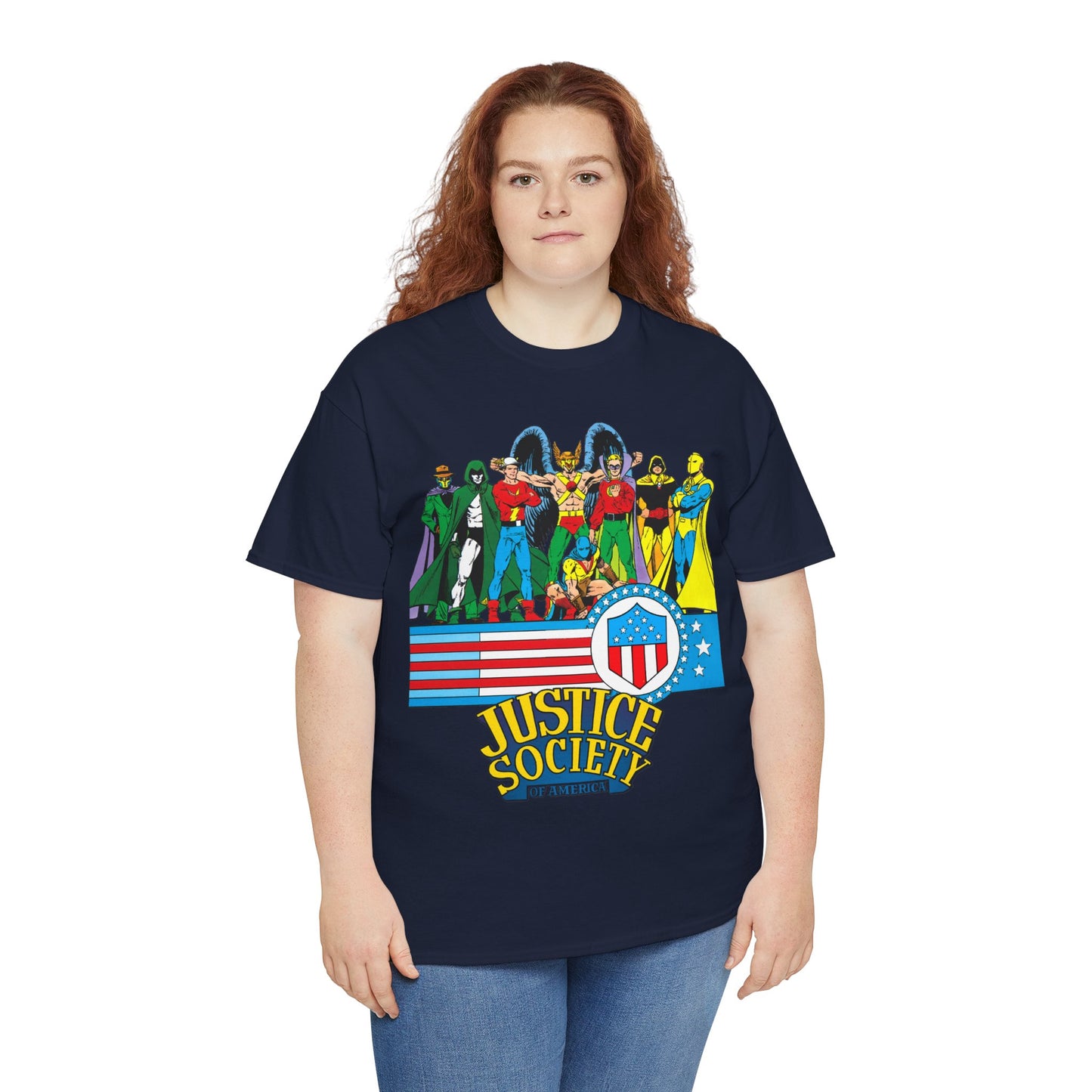 Justice Society of America T-Shirt - Amazing George Perez Art - History of the DC Universe - DC Comics - Dr Fate, Sandman, Flash, Hourman, Spectre, Hawkman