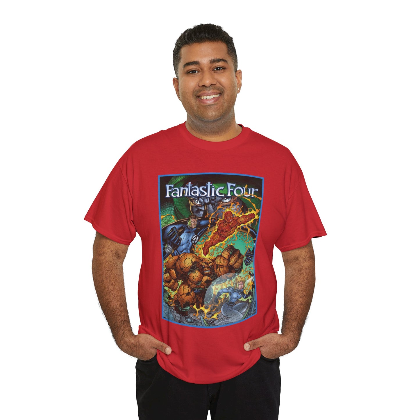 Fantastic Four T-Shirt - Jim Lee Art - The Thing, Human Torch, Reed Richards, Invisible Woman - Marvel Comics - Heroes Reborn