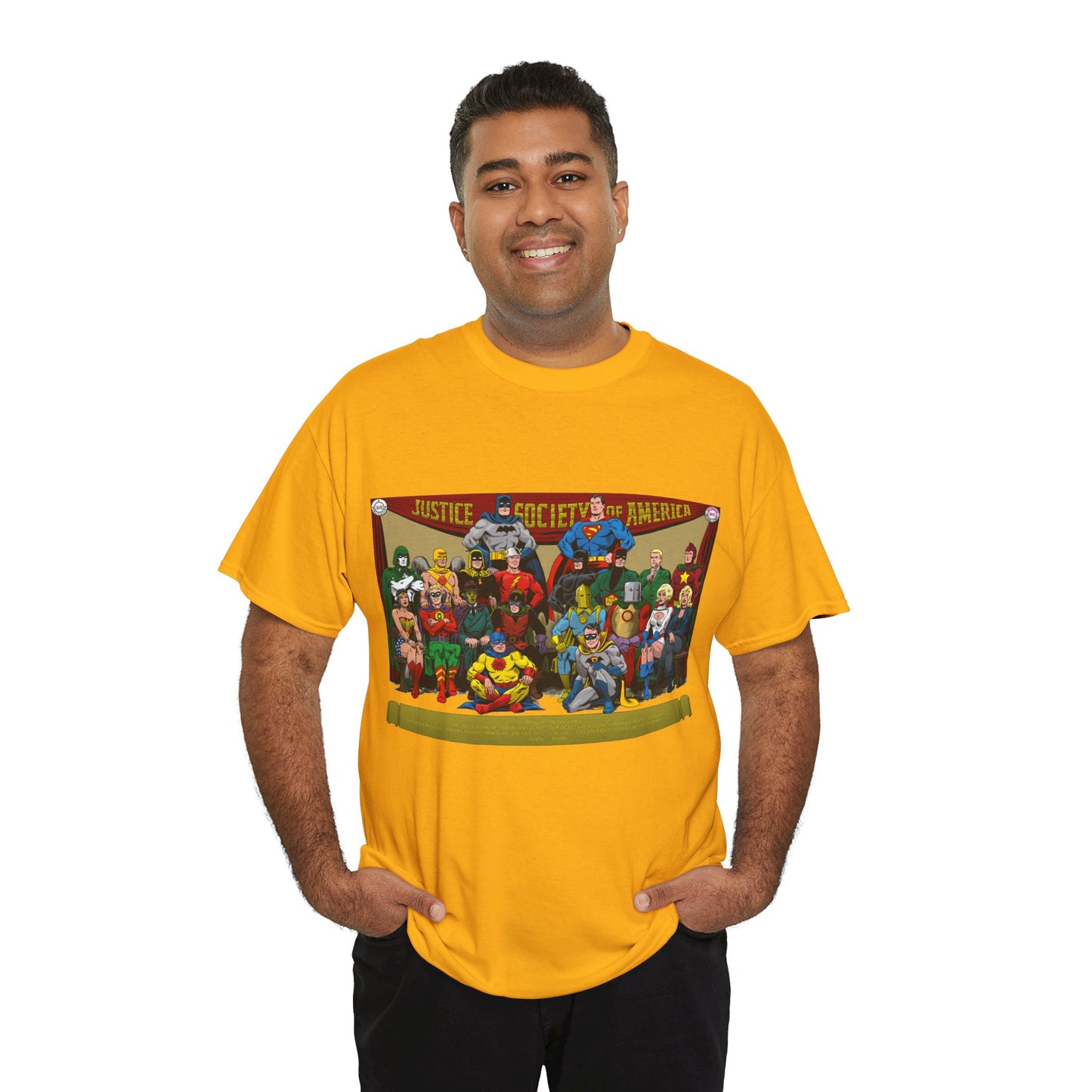 JSA T-Shirt - Sandman, Starman, Atom, Dr Fate, Mr Terrific, Flash, Green Lantern - DC Comics - Justice Society of America - Golden Age
