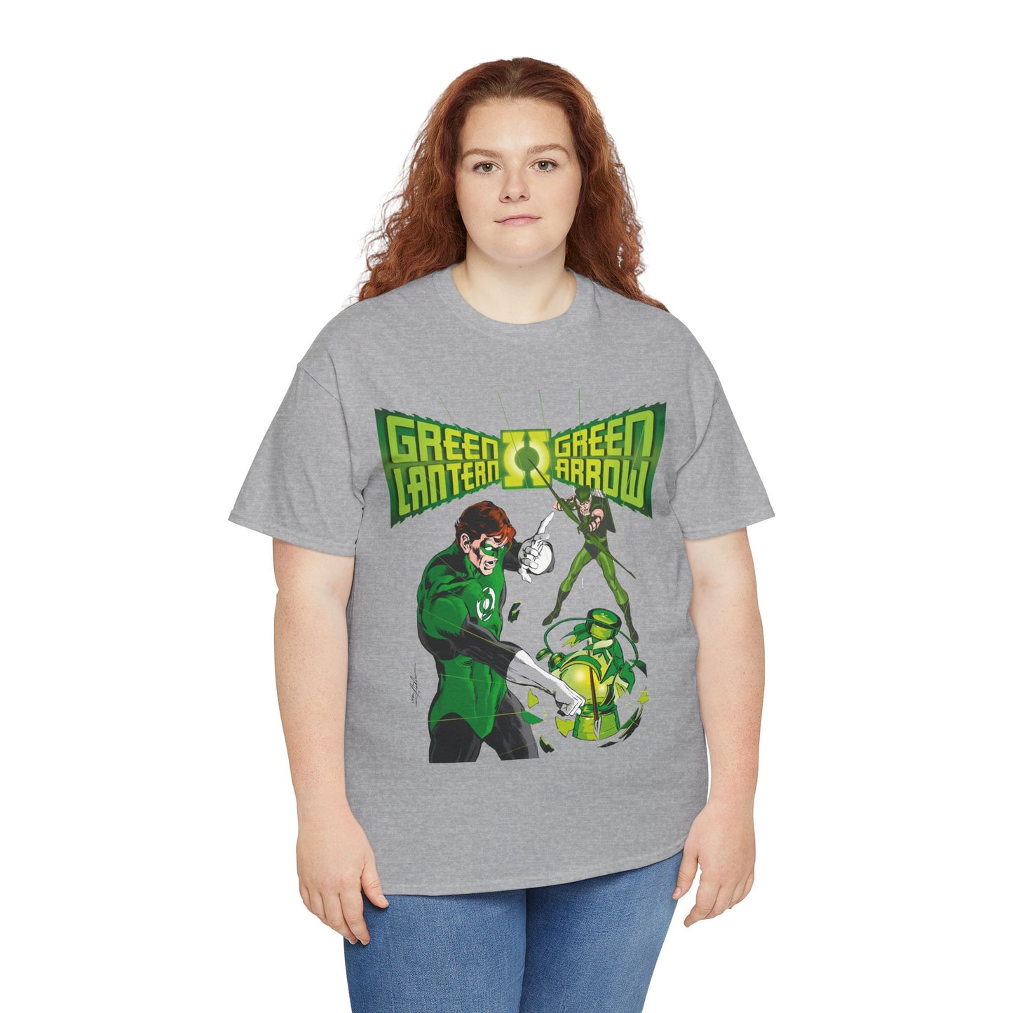 Green Lantern & Green Arrow T-Shirt - Neal Adams Art - Hal Jordan & Oliver Queen - Justice League Members - 1970s DC Comics