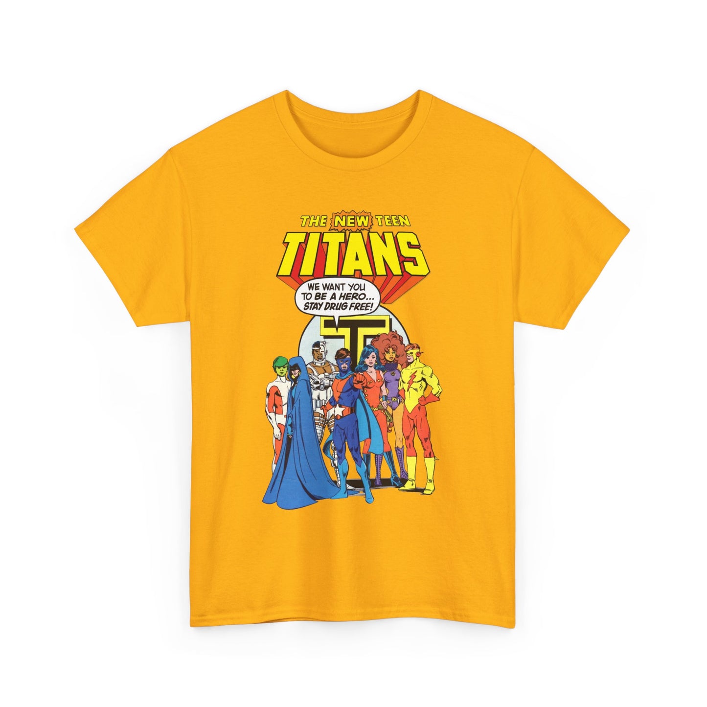 New Teen Titans T-Shirt - 1980s DC Comics Drug Awareness Specials - Protector, Starfire, Cyborg, Wonder Girl, Raven