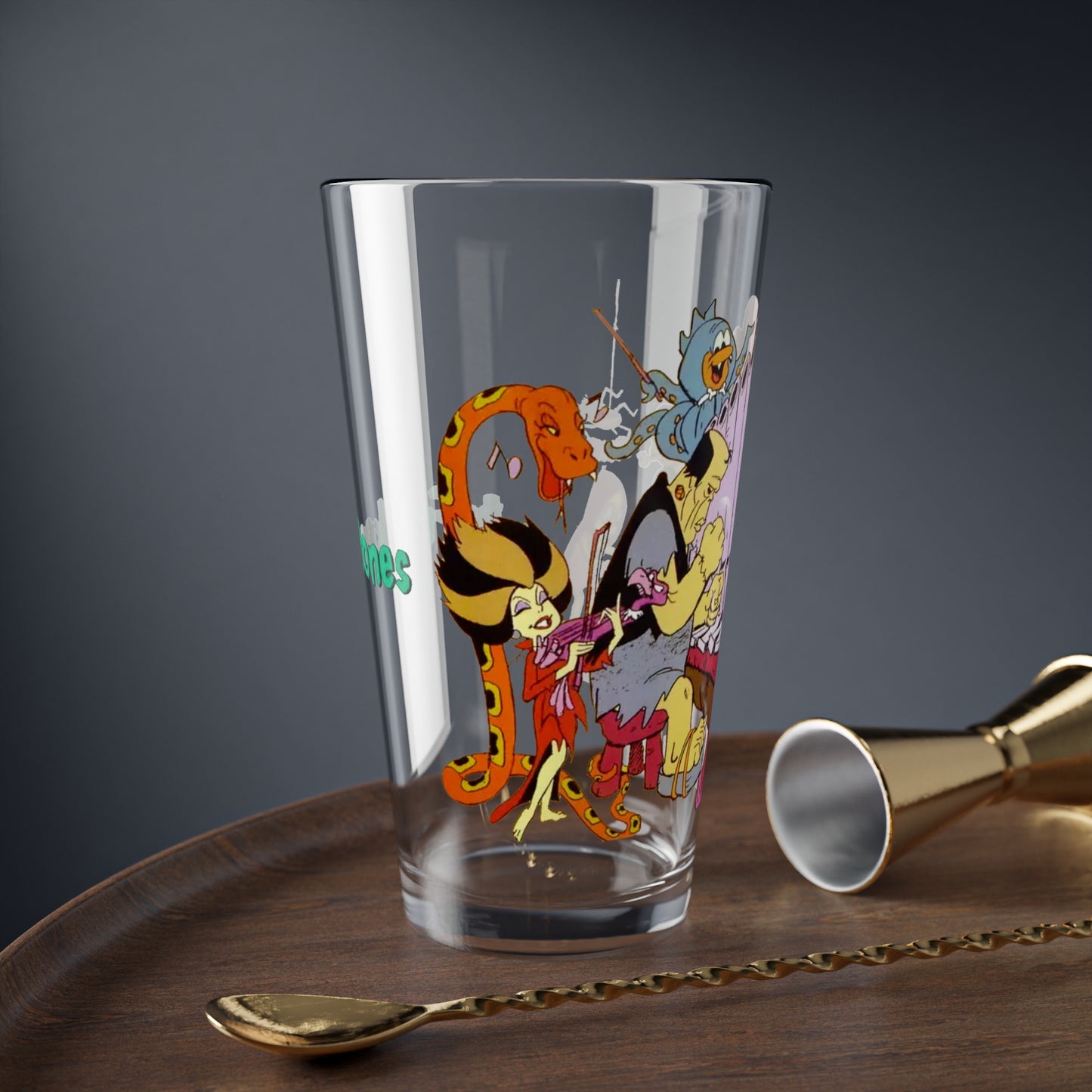 Frankenstones Pint Glass, 16oz - Flintstones Neighbors - Hanna-Barbera Cartoon - 80s