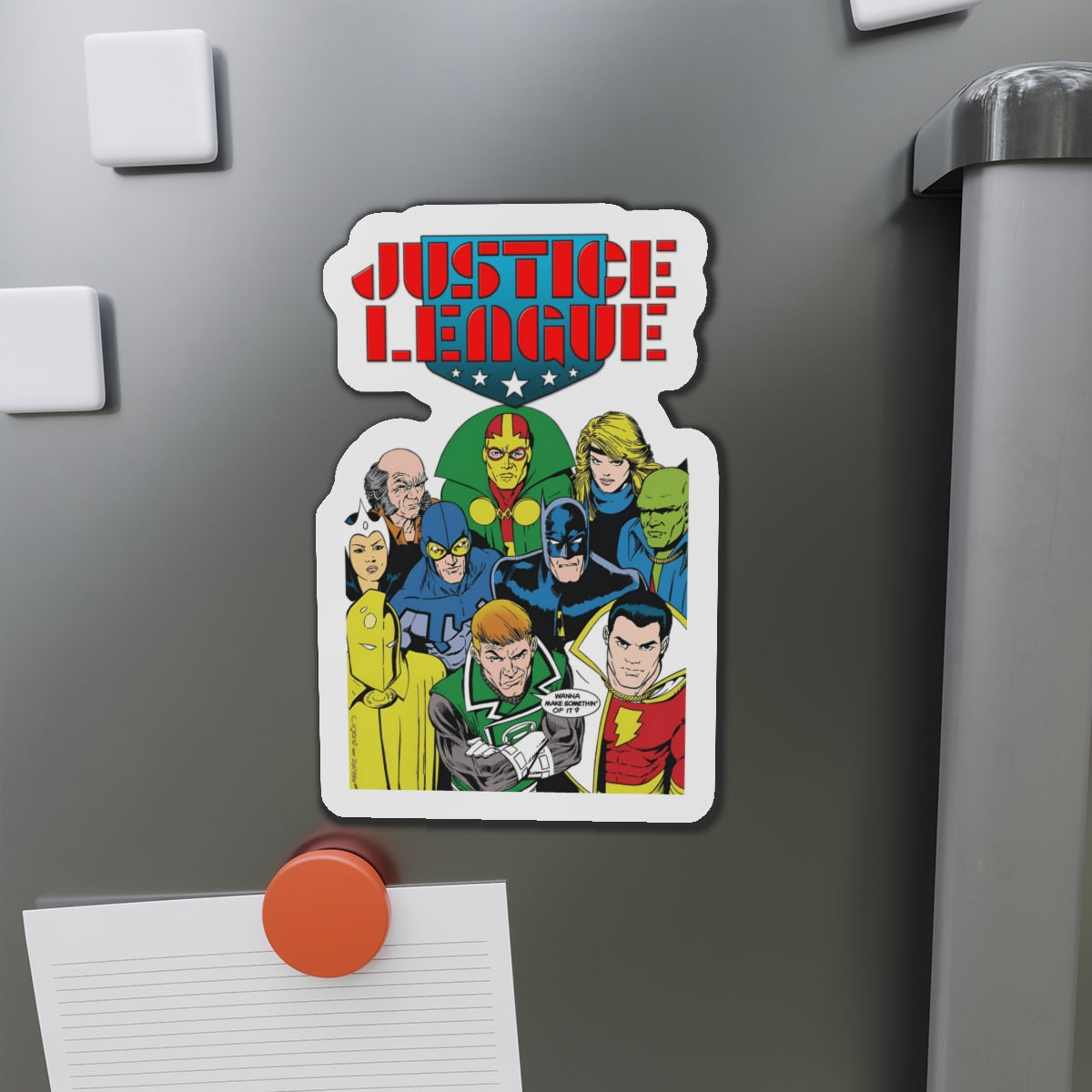 Justice League International Die-Cut Magnet - Kevin Maguire Art - Batman, Mister Miracle, Guy Gardner, Blue Beetle, Black Canary - DC Comics - 3", 4", 5", 6"