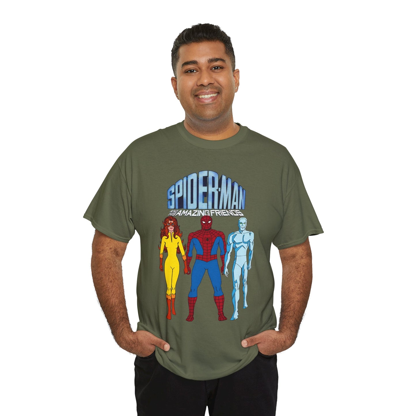 Spider-Man & His Amazing Friends T-Shirt - Spidey, Firestar, Iceman - Popular 1980s Marvel TV Cartoon - Marvel Comics