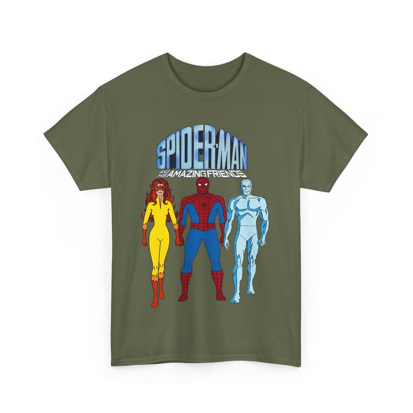 Spider-Man & His Amazing Friends T-Shirt - Spidey, Firestar, Iceman - Popular 1980s Marvel TV Cartoon - Marvel Comics