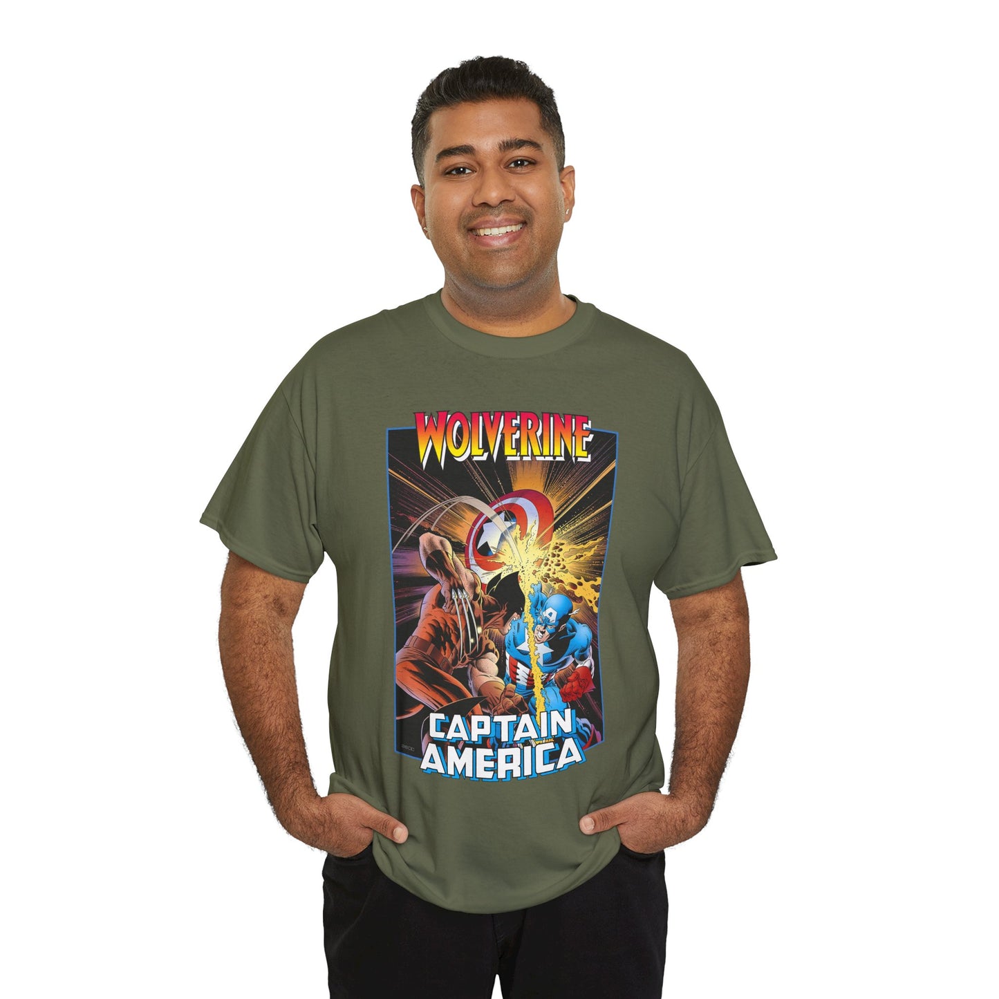 Wolverine Vs Captain America T-Shirt - Mike Zeck Classic Art - Marvel Comics