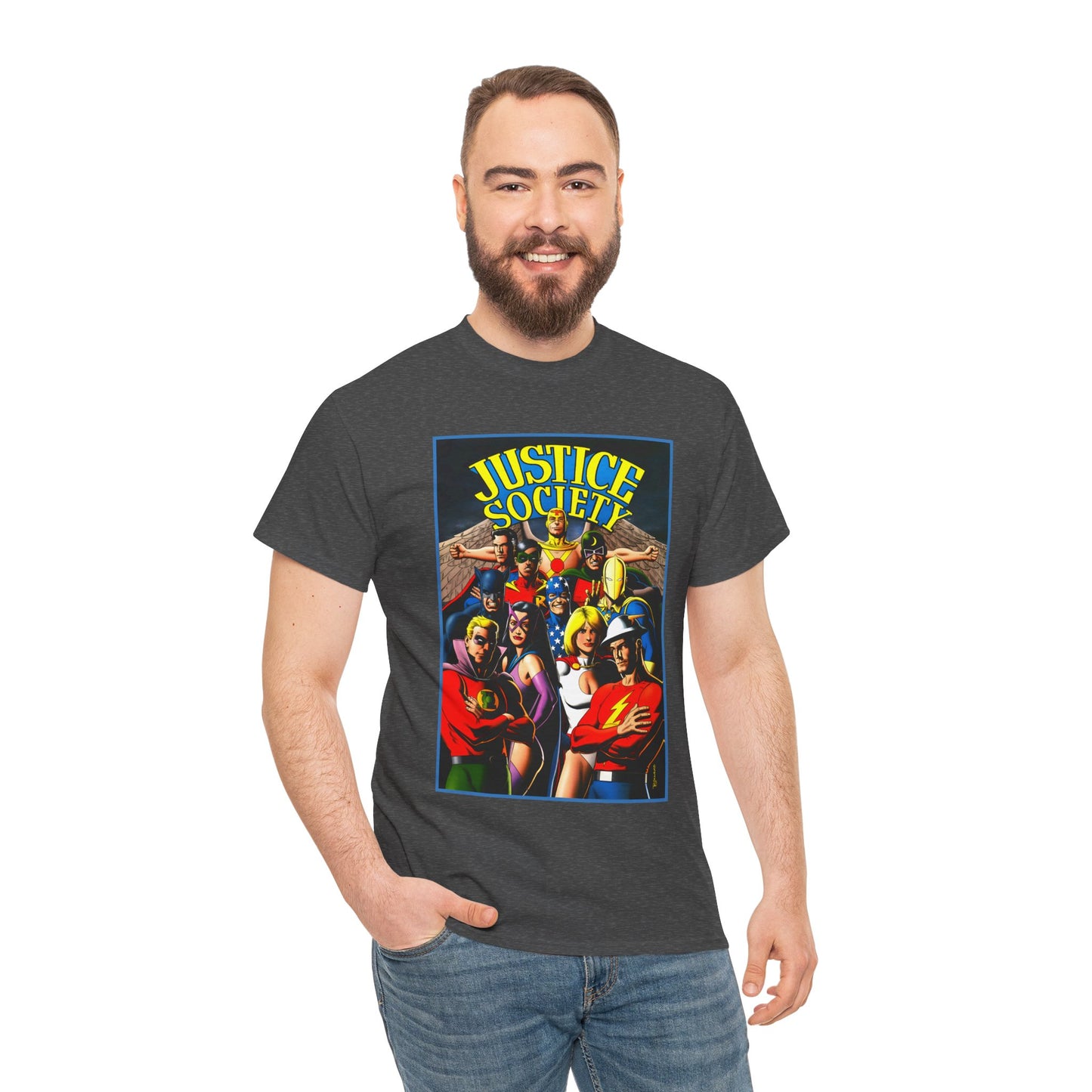 Justice Society T-Shirt - Brian Bolland Art - Dr. Fate, Huntress, Power Girl, Green Lantern, Hawkman, Wildcat - DC Comics - JSA