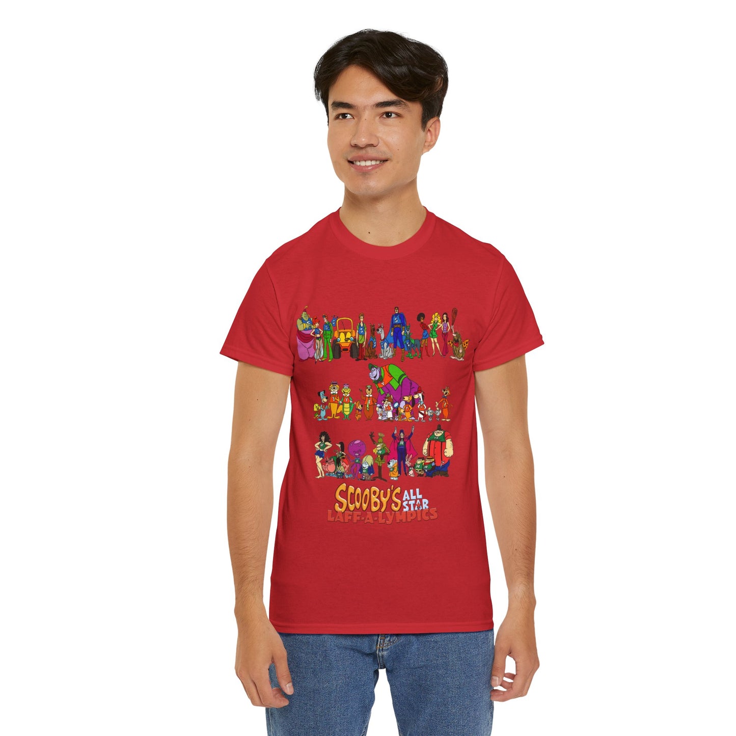 Scooby's All-Star Laff-A-Lympics T-Shirt - Hanna-Barbera Cartoon - Speed Buggy, Yogi Bear, Grape Ape, Scooby Dum, Shaggy, Wally Gator