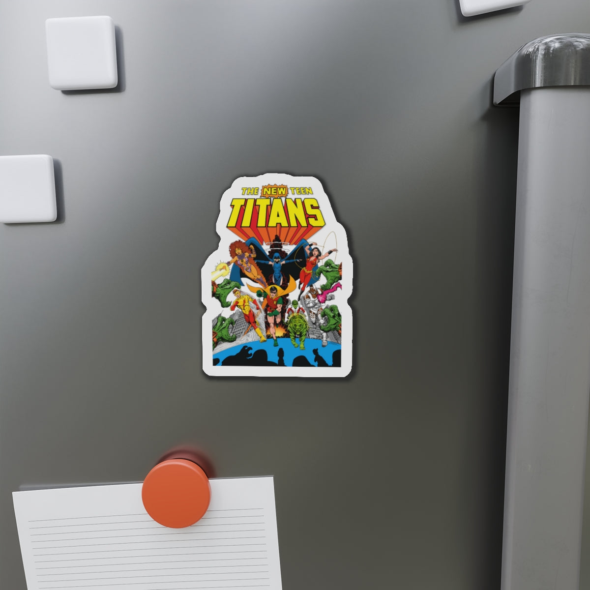 New Teen Titans Die-Cut Magnet - George Perez Art - Robin, Wonder Girl, Cyborg, Starfire, Raven, Kid Flash, Changeling - DC Comics - 3", 4", 5", 6"