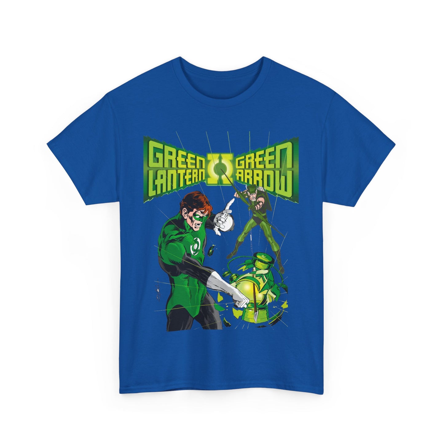 Green Lantern & Green Arrow T-Shirt - Neal Adams Art - Hal Jordan & Oliver Queen - Justice League Members - 1970s DC Comics