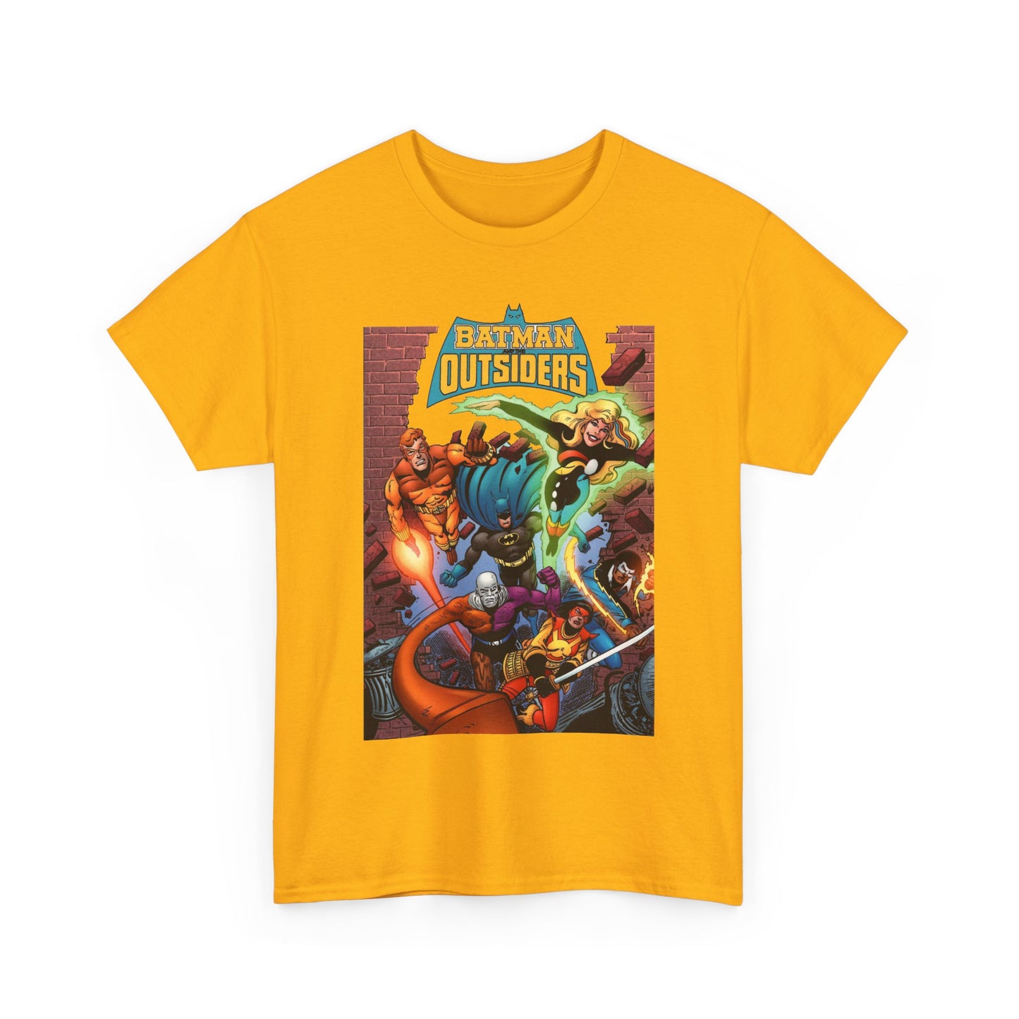 Batman & the Outsiders T-Shirt - Jim Aparo Art - Metamorpho, Katana, Halo, Black Lightning, Geo-Force - DC Comics