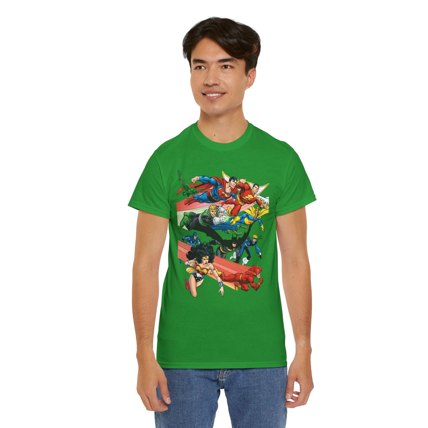 DC Legends T-Shirt - John Byrne Art - Superman, Dr Fate, Blue Beetle, Wonder Woman, Black Canary, Guy Gardner - DC Comics