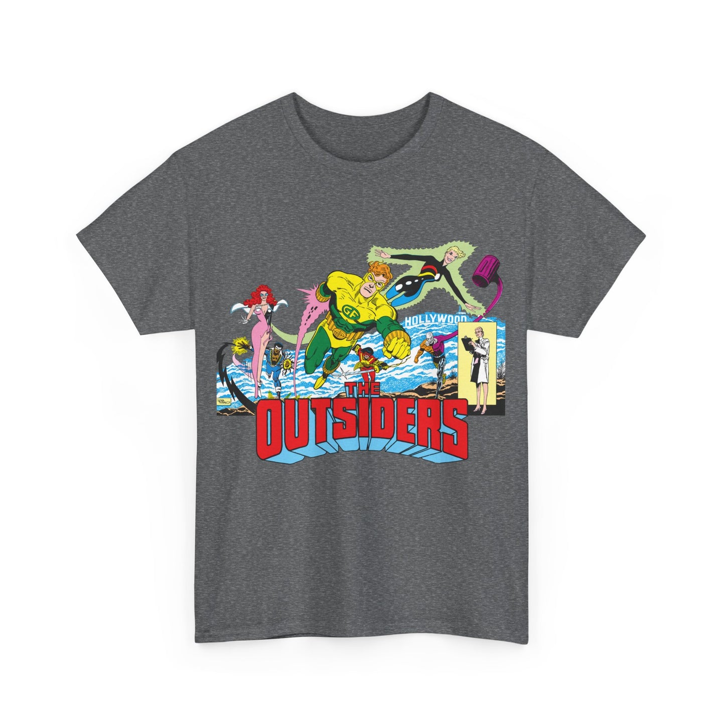 Outsiders T-Shirt - Amazing Jim Aparo Art - Black Lightning, Geo-Force, Katana, Metamorpho, Looker, Halo - DC Comics