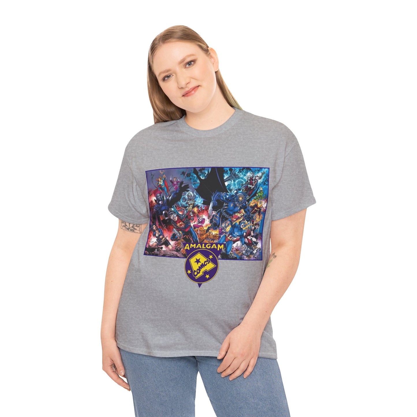 Amalgam T-Shirt - DC Vs Marvel Comics - 1990s - Jim Lee Art - Dark Claw, Amazon, Super Soldier, Spiderboy, Speed Demon