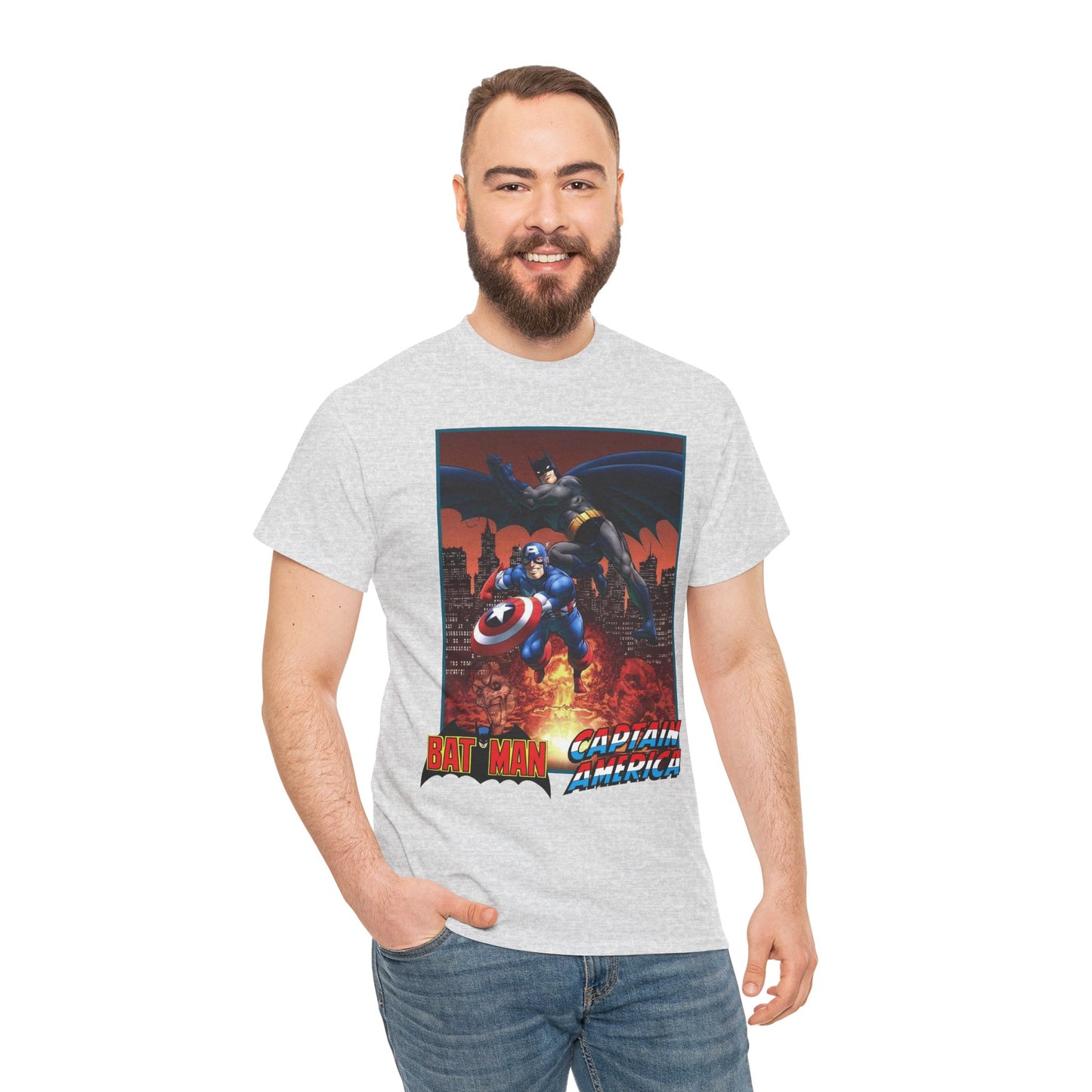 Batman & Captain America T-Shirt - John Byrne Art - Joker & Red Skull - Marvel & DC Comics Crossover Art