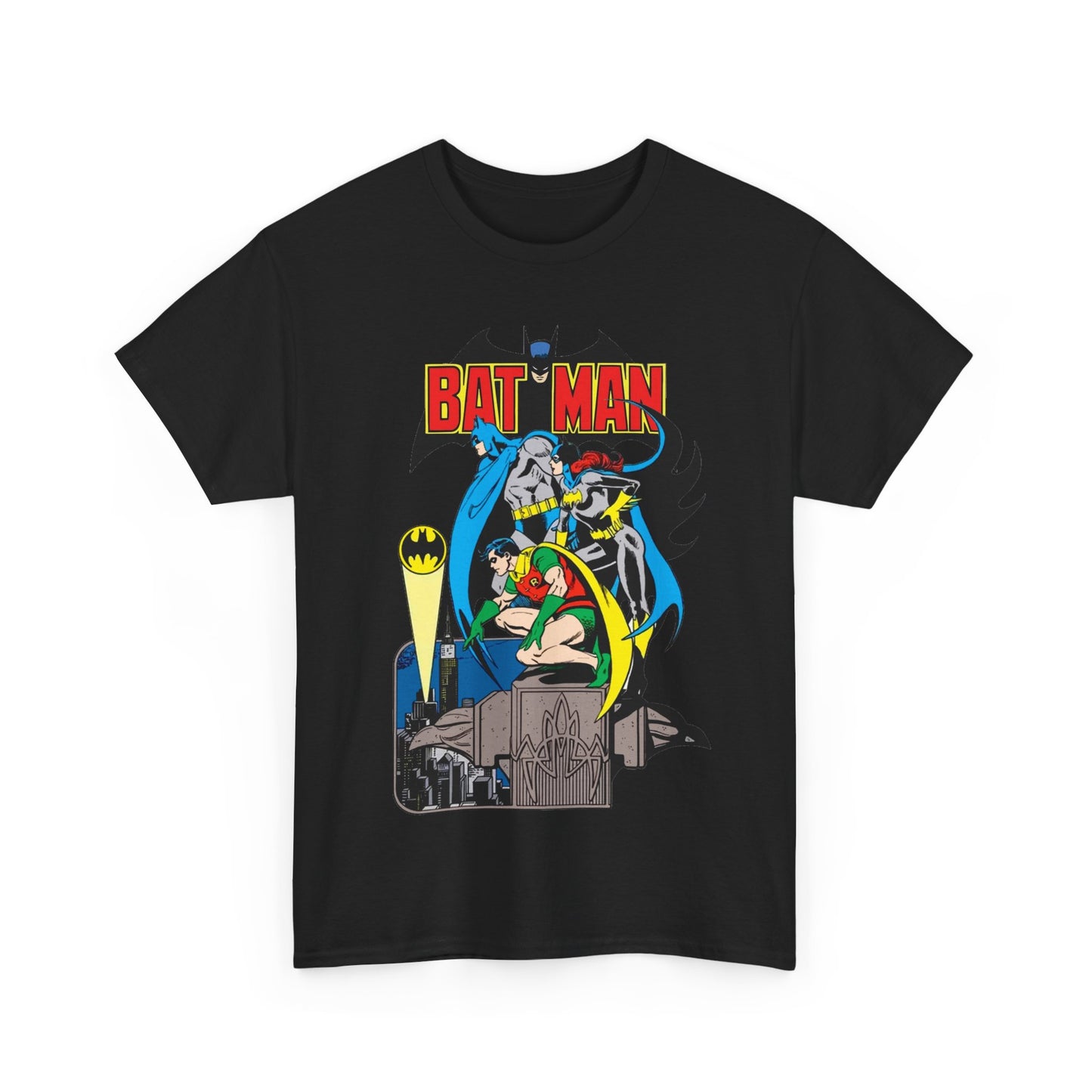 Batman, Robin & Batgirl T-Shirt - José Luis García-López Art - DC Comics Style Guide - 1970s Retro Art - Gotham City - Bat Signal