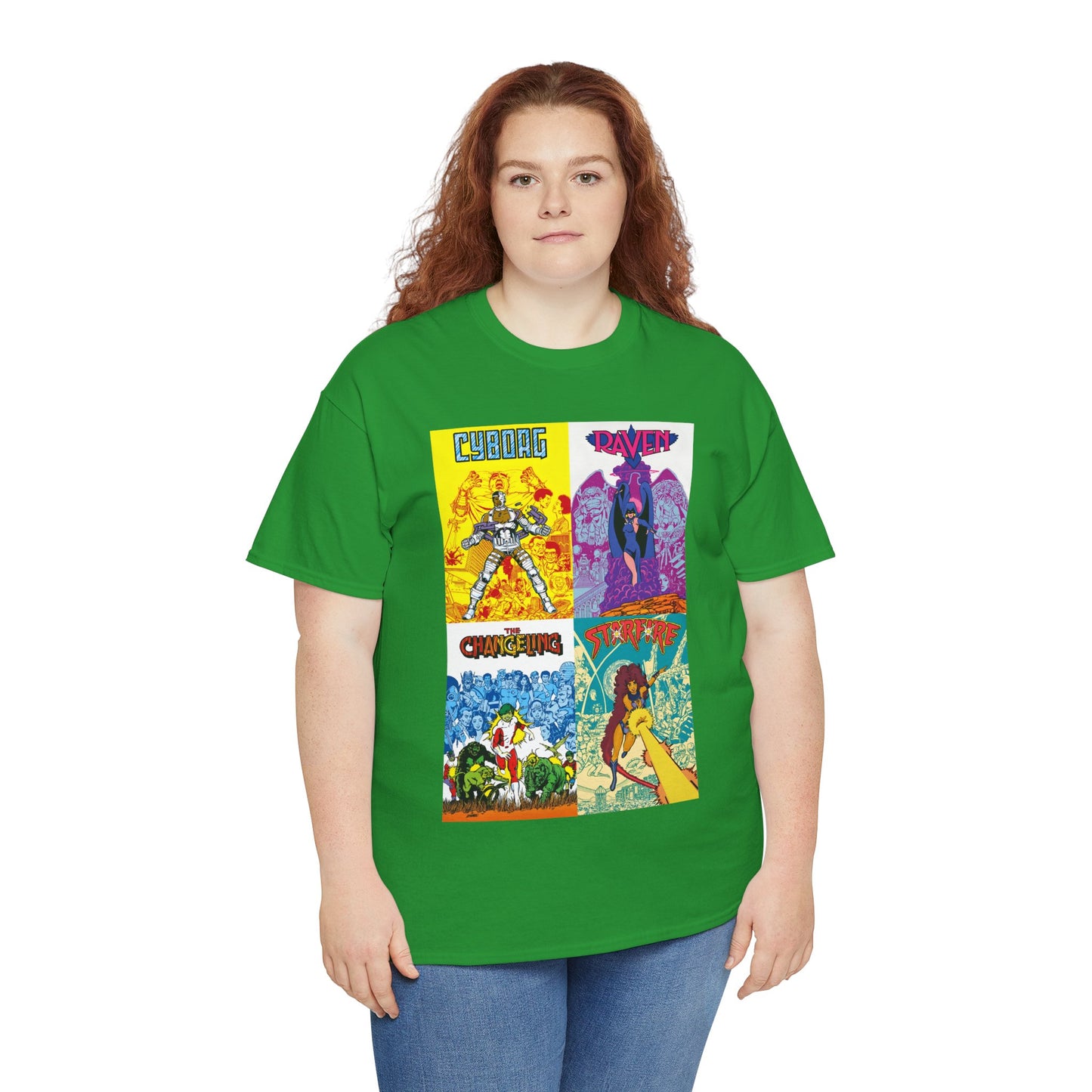 Tales of the New Teen Titans T-Shirt - George Perez Art - Cyborg, Raven, Changeling, Starfire - 1980s Mini-Series Showcasing Their Origins - DC Comics