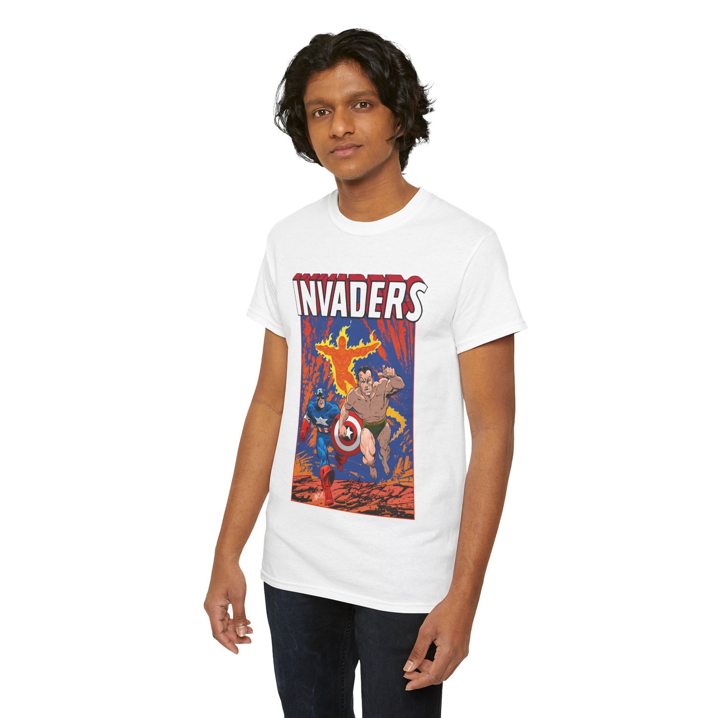 Invaders T-Shirt - John Byrne Art - Captain America, Namor, Human Torch - Marvel Comics Golden Age Characters