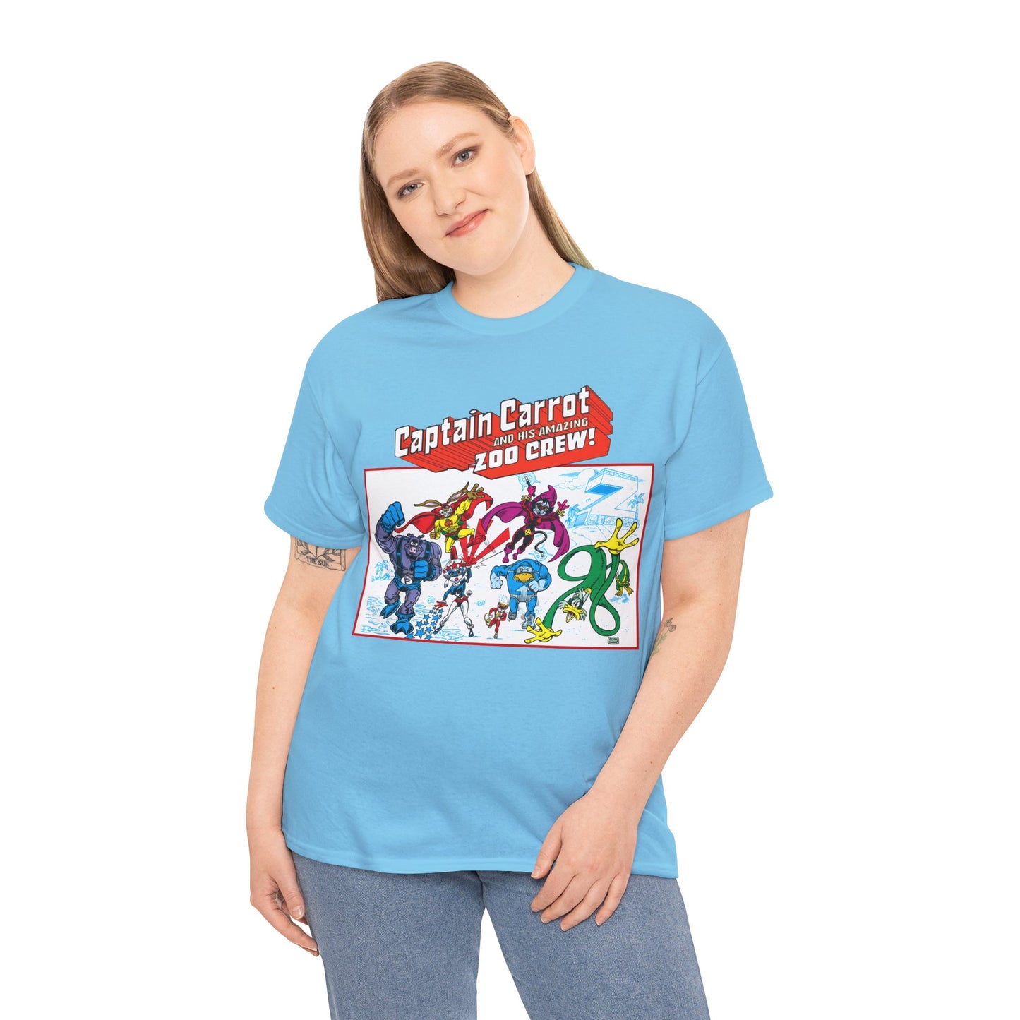 Captain Carrot & His Amazing Zoo Crew T-Shirt - DC Comics Series - Funny Animal Retro 1980s - Pig-Iron, Yankee Poodle, Rubberduck