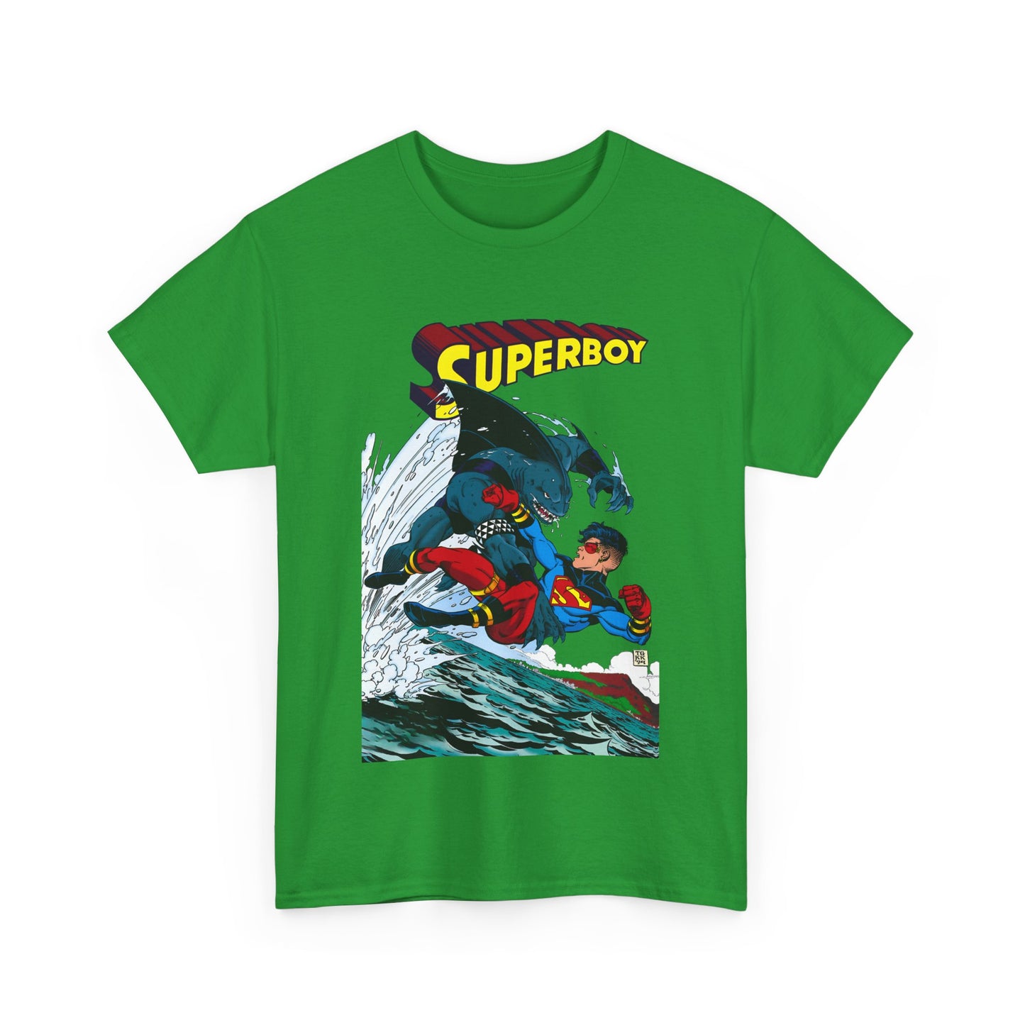 King Shark Vs Superboy T-Shirt - Tom Grummett Art - Connor Kent, Kon-L - Superman Family - DC Comics