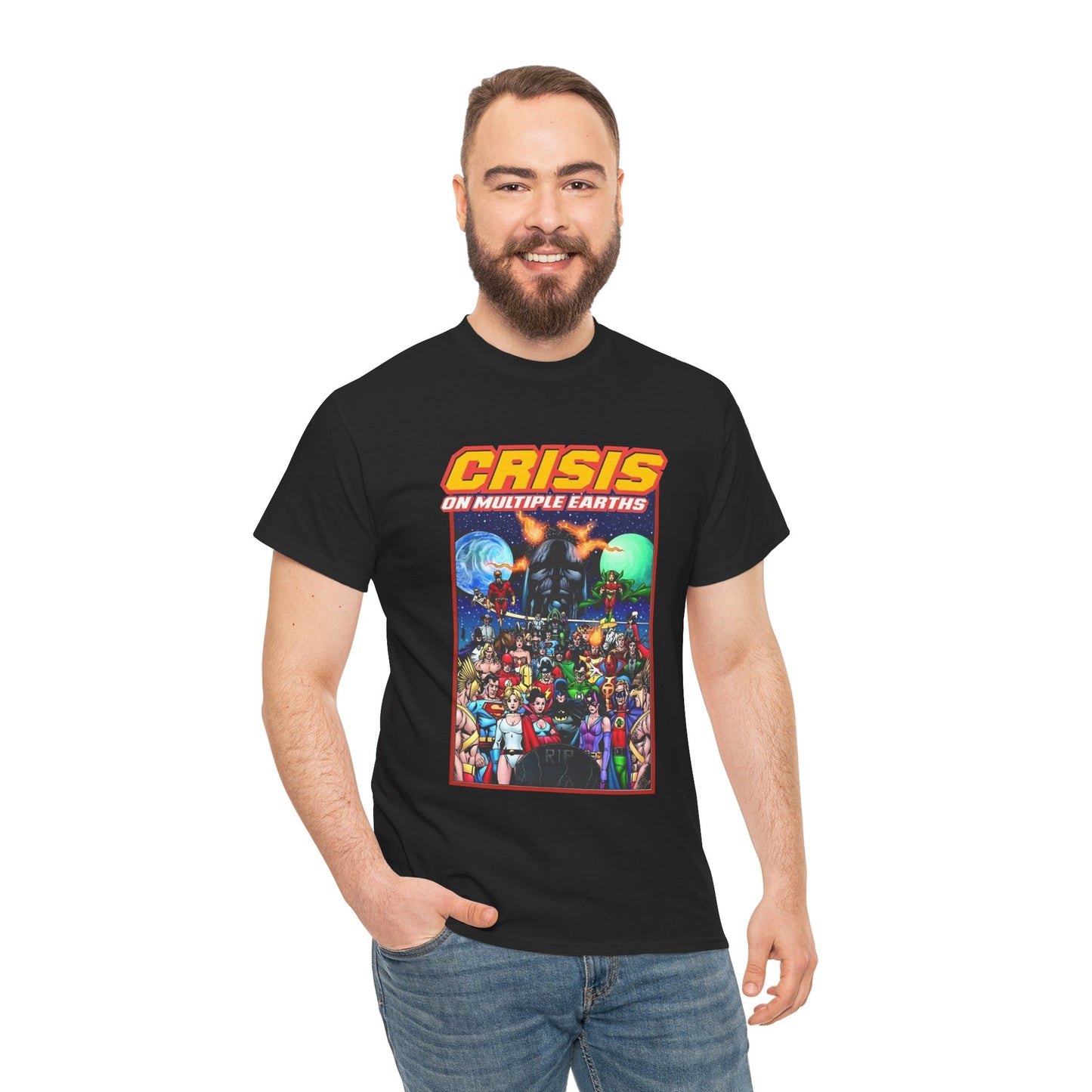 Crisis on Multiple Earths T-Shirt - George Perez Art - JSA & JLA Team-ups - Superman, Batman, Zatanna, Huntress, Power Girl, Hawkman, New Gods, Darkseid - DC Comics