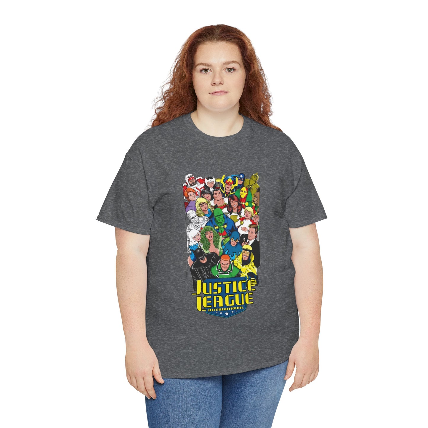 Justice League International T-Shirt - DC Comics - JLI - Kevin Maguire Art - Blue Beetle, Booster Gold, Martian Manhunter, Captain Atom