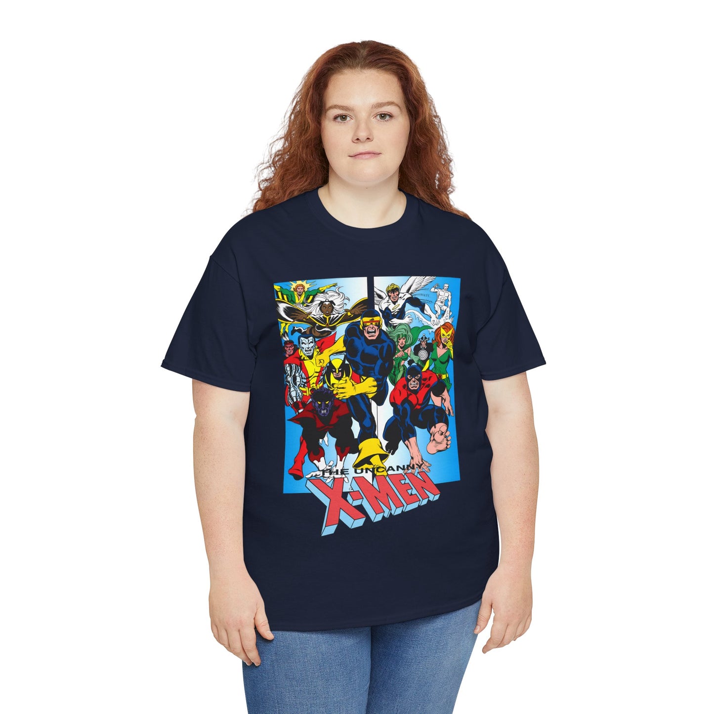 Uncanny X-Men T-Shirt - Classic Dave Cockrum Art - Popular Marvel Comics Series - Wolverine, Storm, Cyclops, Nightcrawler, Jean Grey, Iceman, Banshee, Beast