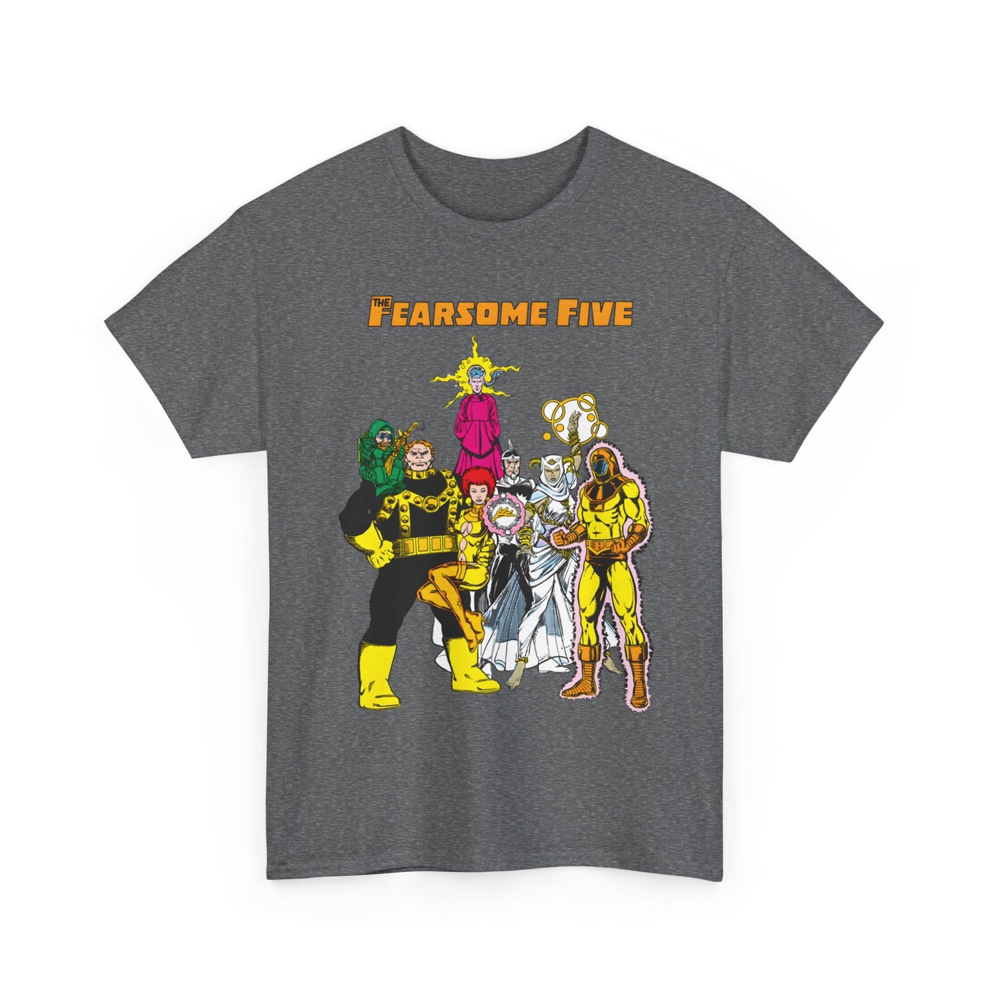 Fearsome Five T-Shirt - George Perez Art - Dr Light, Shimmer, Mammoth, Gizmo, Psimon, Jinx, Neutron - Who's Who Art - DC Comics