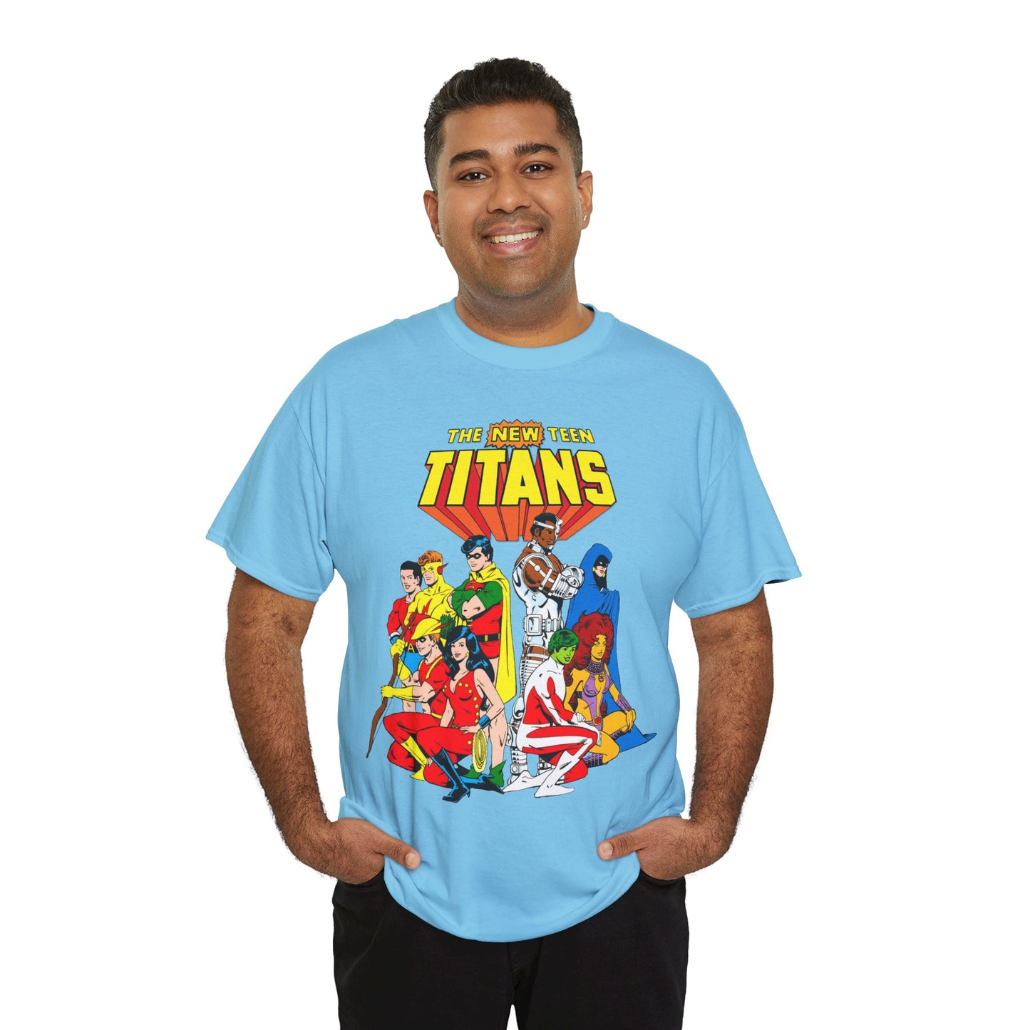 New Teen Titans T-Shirt - George Perez Art - Robin, Wonder Girl, Starfire, Raven, Cyborg, Speedy, Aqualad - DC Comics