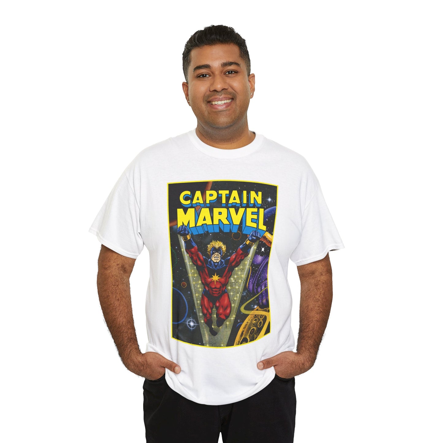 Captain Marvel T-Shirt - Mar-Vell - Thanos - Jim Starlin Art - 1970s Cosmic Superhero - Marvel Comics