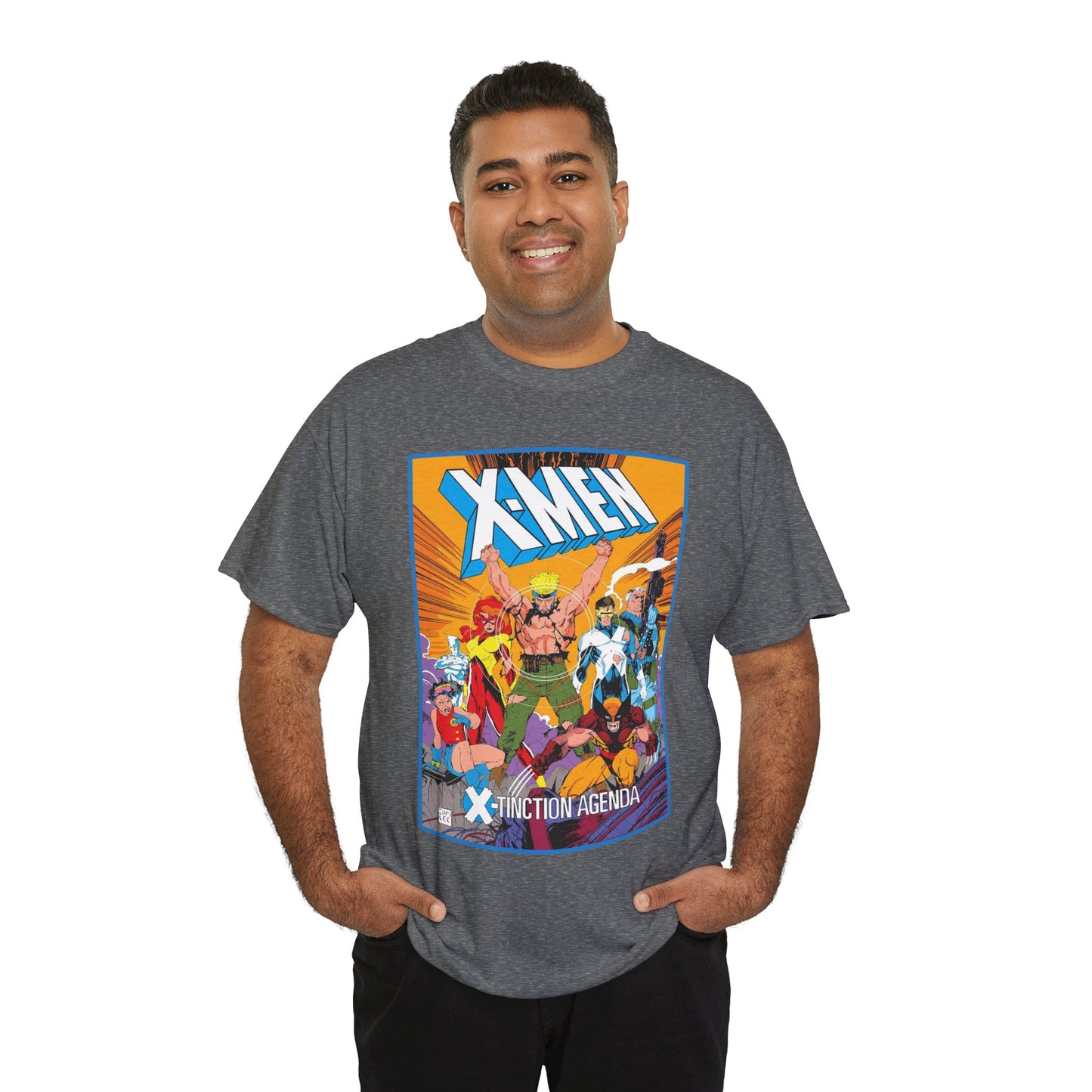 Uncanny X-Men T-Shirt - Jim Lee Art - Wolverine, Cyclops, Jean Grey, Cable, Iceman, Havok, Jubilee - X-Tinction Agenda - Marvel Comics