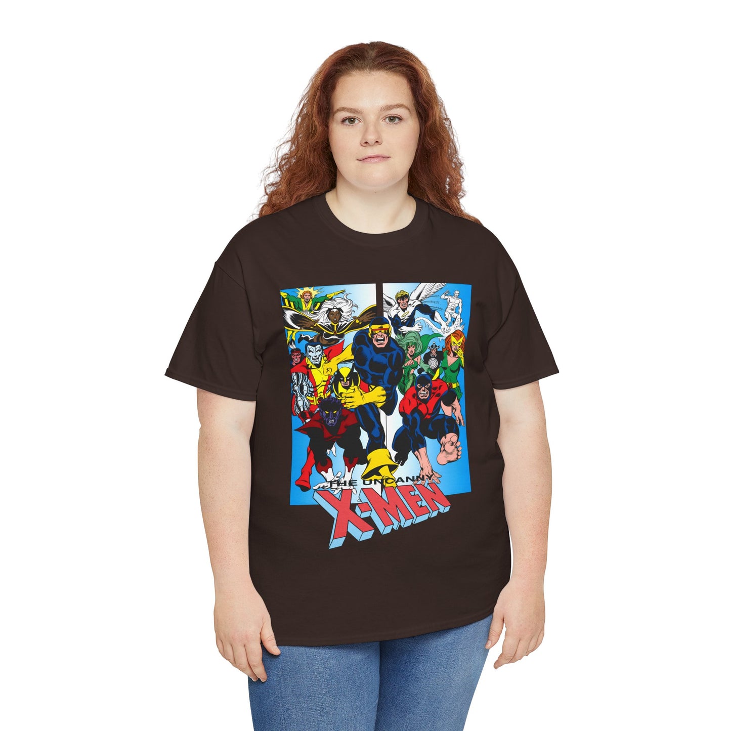 Uncanny X-Men T-Shirt - Classic Dave Cockrum Art - Popular Marvel Comics Series - Wolverine, Storm, Cyclops, Nightcrawler, Jean Grey, Iceman, Banshee, Beast