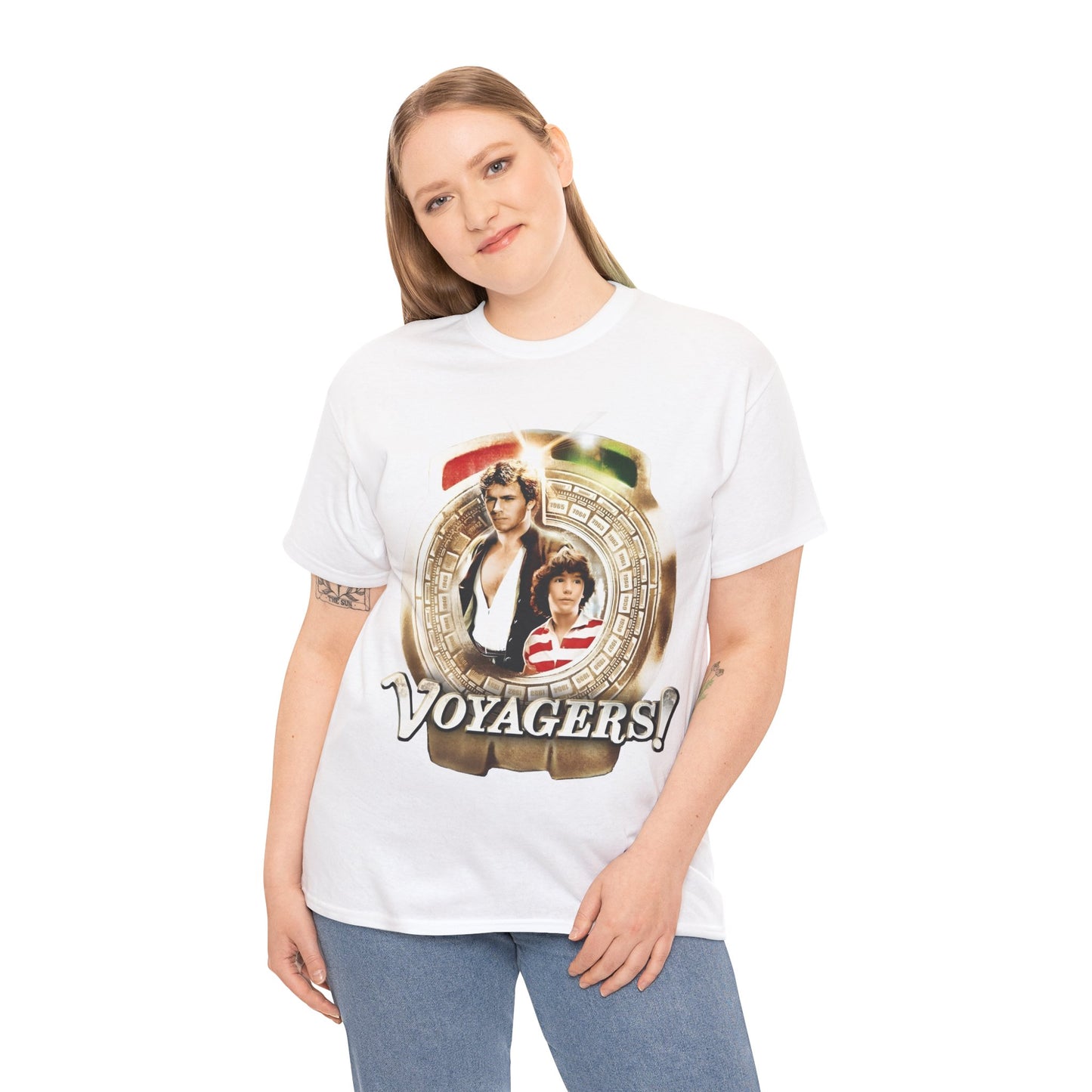 Voyagers T-Shirt - Jon-Erik Hexum, Meeno Peluce - Omni - Popular 1980s Time Travel TV Show - Cult Classic