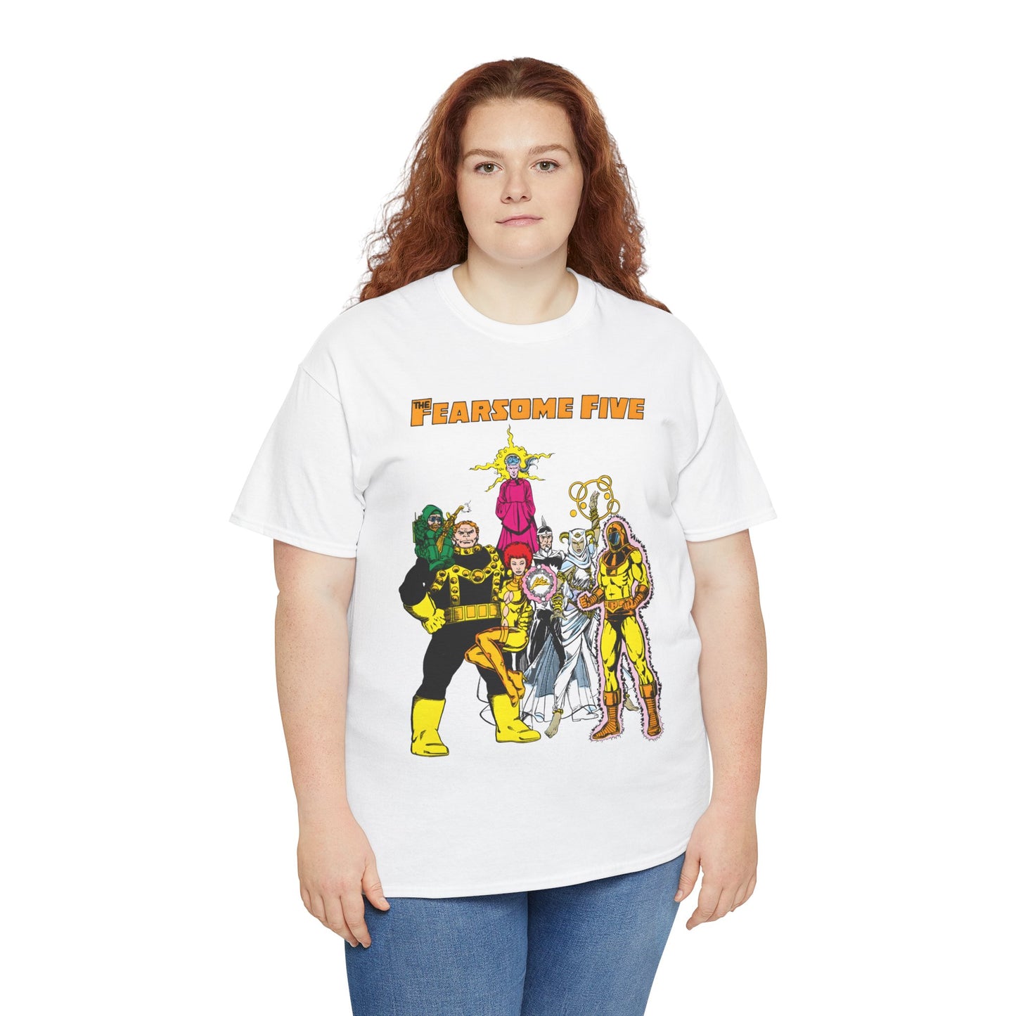 Fearsome Five T-Shirt - George Perez Art - Dr Light, Shimmer, Mammoth, Gizmo, Psimon, Jinx, Neutron - Who's Who Art - DC Comics