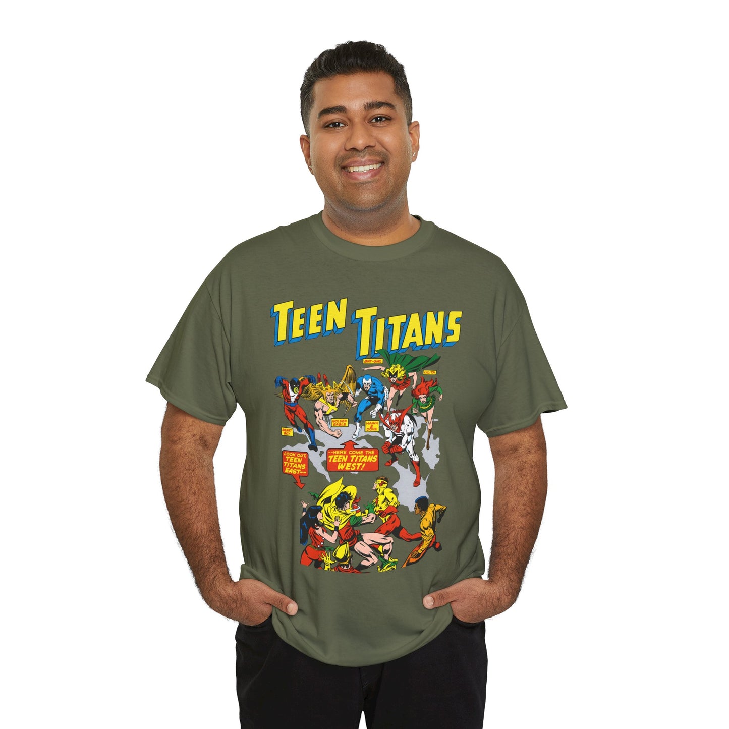 Teen Titans T-Shirt - Rick Buckler Art - Titans West, Lilith, Hawk & Dove, Beast Boy, Golden Eagle - DC Comics