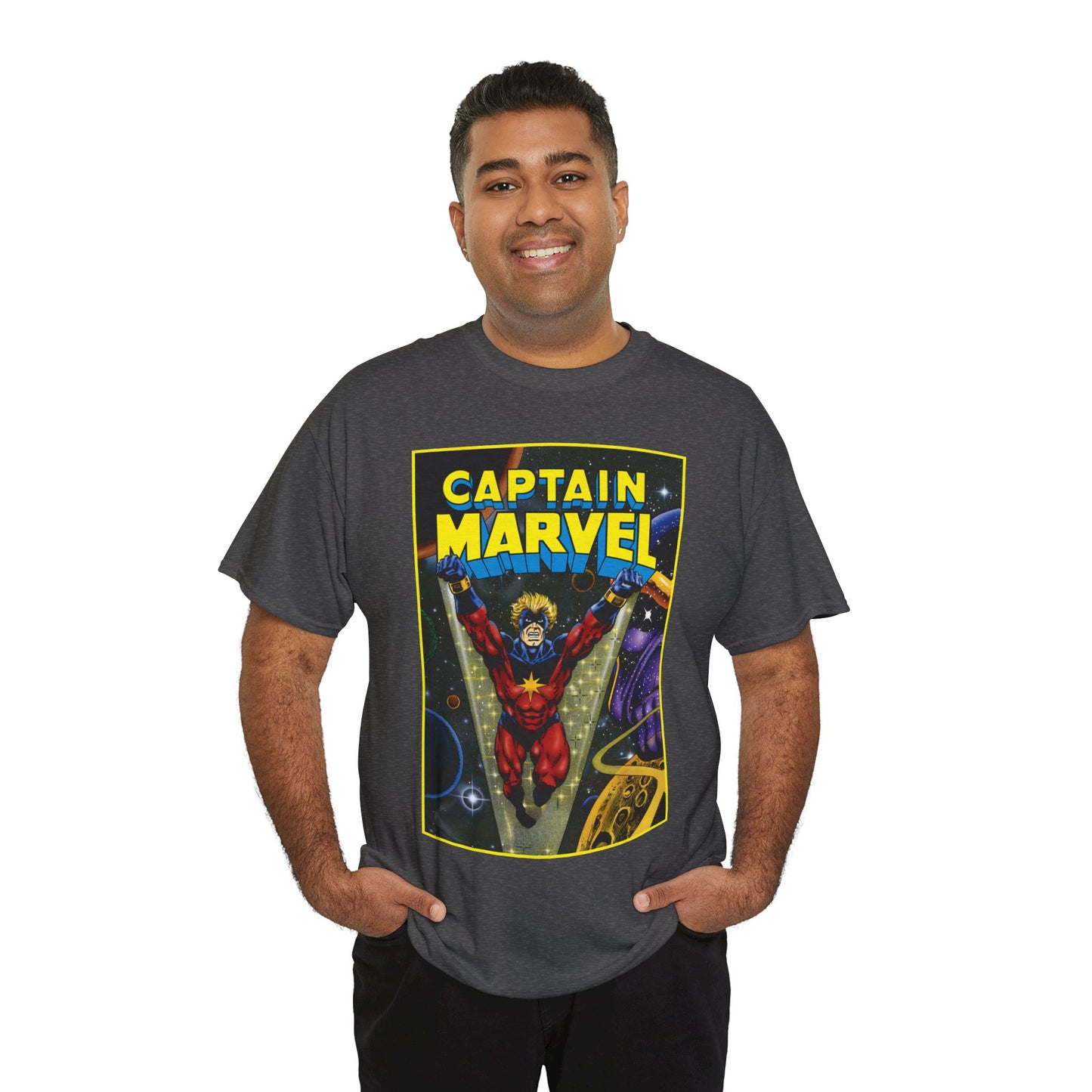 Captain Marvel T-Shirt - Mar-Vell - Thanos - Jim Starlin Art - 1970s Cosmic Superhero - Marvel Comics