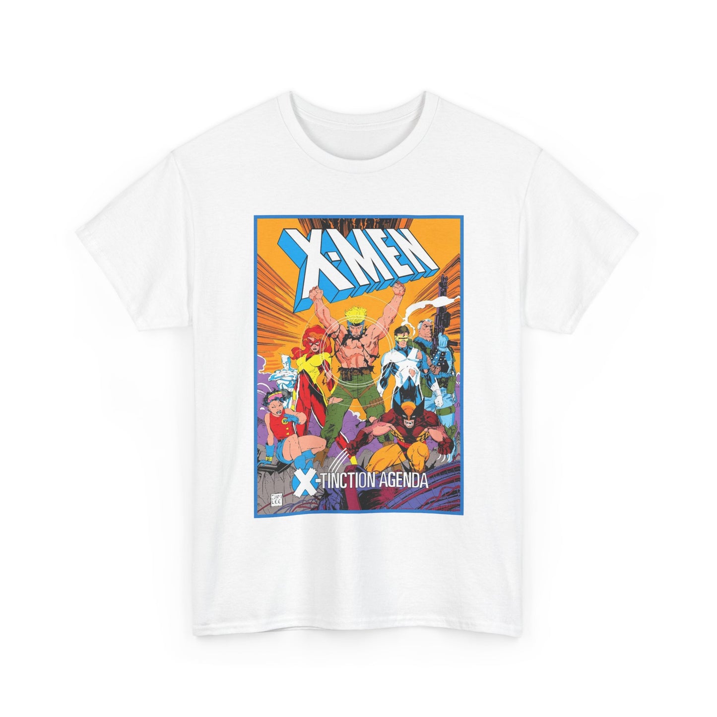 Uncanny X-Men T-Shirt - Jim Lee Art - Wolverine, Cyclops, Jean Grey, Cable, Iceman, Havok, Jubilee - X-Tinction Agenda - Marvel Comics