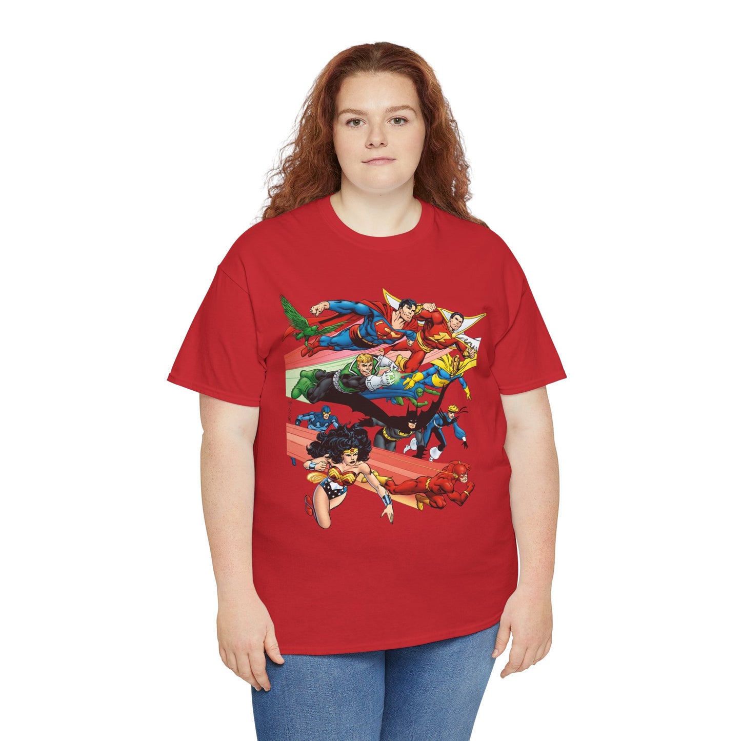 DC Legends T-Shirt - John Byrne Art - Superman, Dr Fate, Blue Beetle, Wonder Woman, Black Canary, Guy Gardner - DC Comics