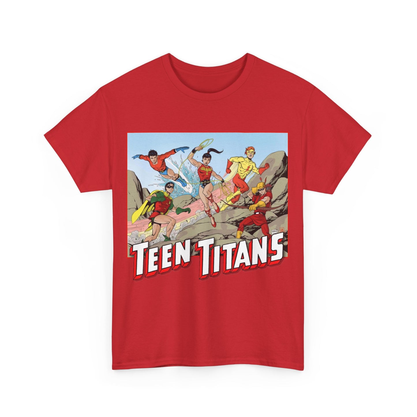 Teen Titans T-Shirt - Tom Grummett Art - Robin, Wonder Girl, Kid Flash, Speedy, Aqualad - DC Comics