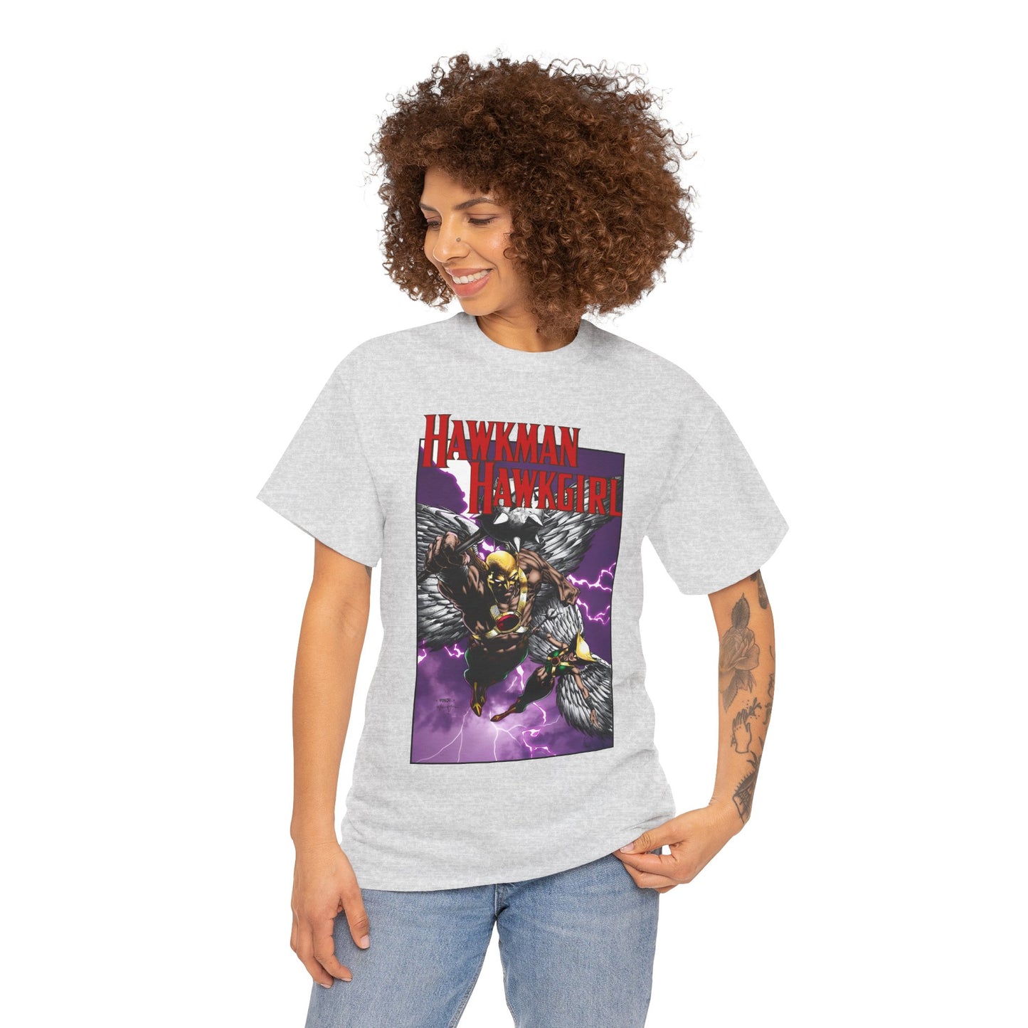 Hawkman & Hawkgirl T-Shirt - David Finch Art - Carter & Shayera Hall - JLA & JSA Members - DC Comics