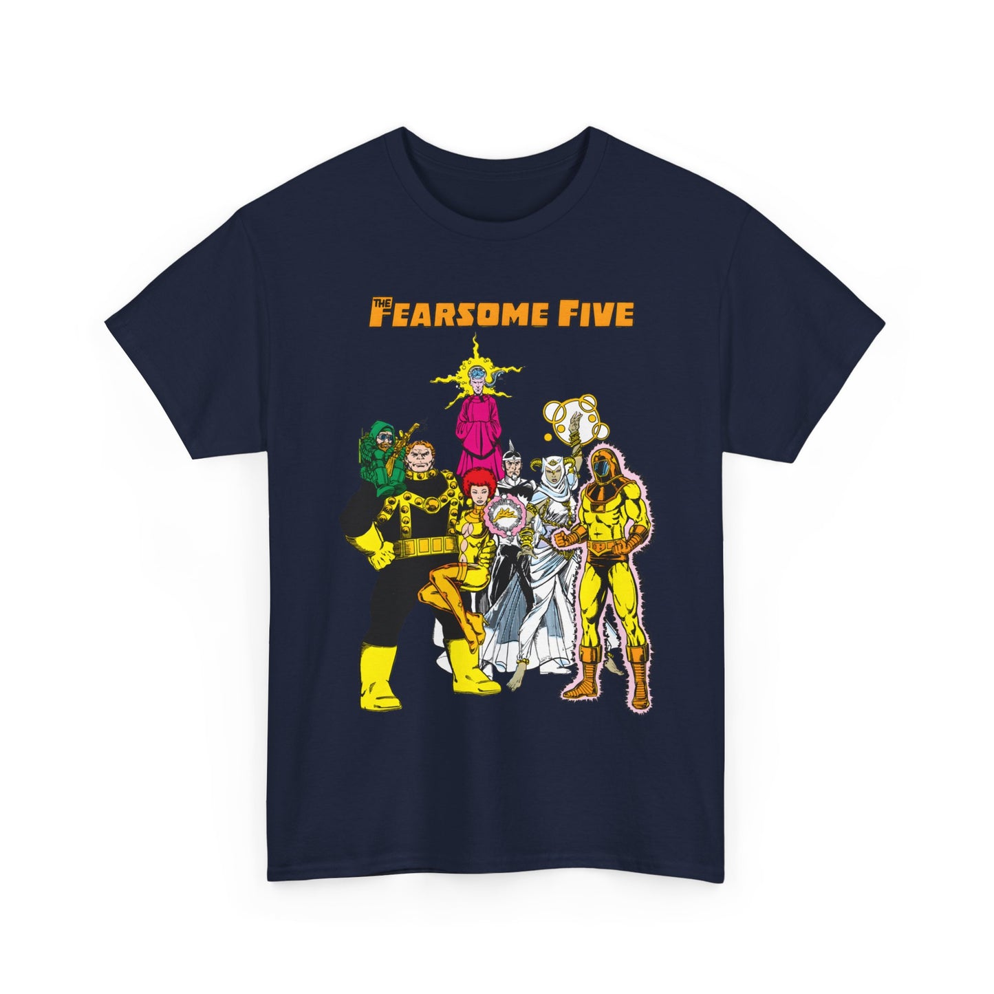 Fearsome Five T-Shirt - George Perez Art - Dr Light, Shimmer, Mammoth, Gizmo, Psimon, Jinx, Neutron - Who's Who Art - DC Comics