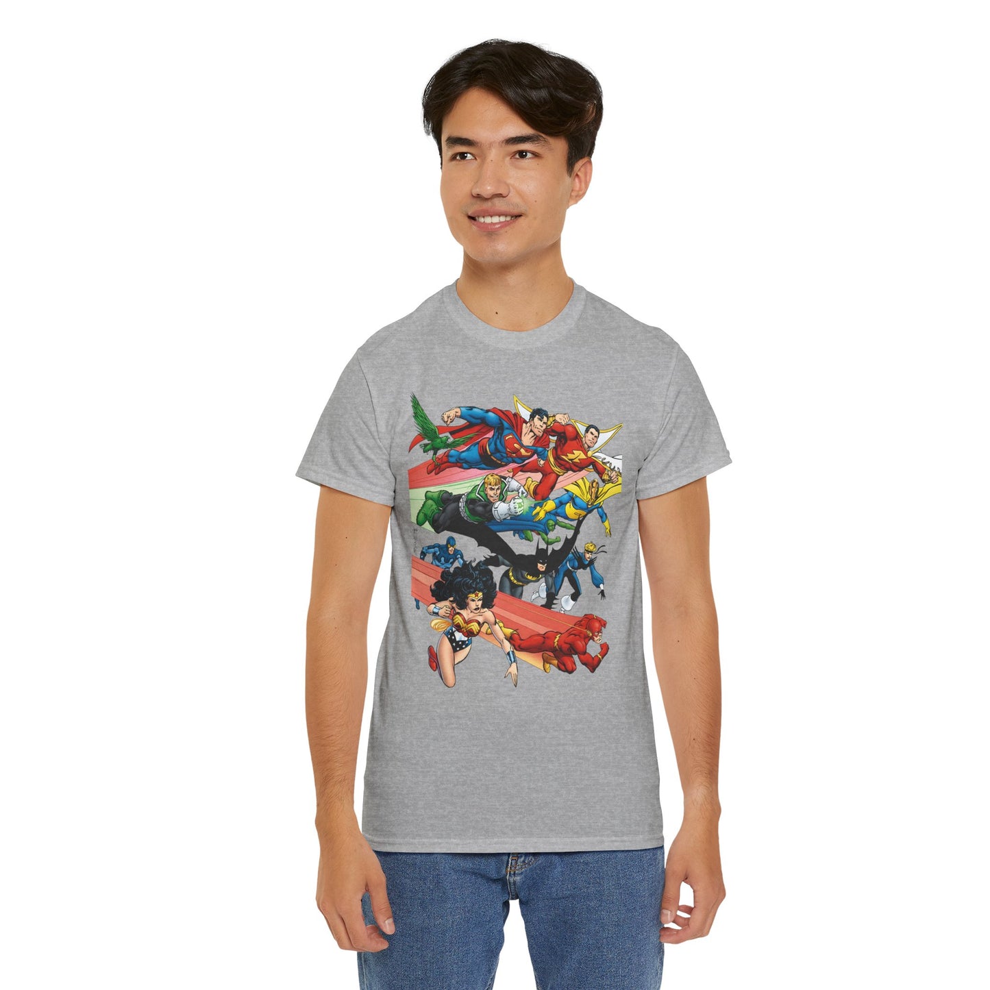 DC Legends T-Shirt - John Byrne Art - Superman, Dr Fate, Blue Beetle, Wonder Woman, Black Canary, Guy Gardner - DC Comics