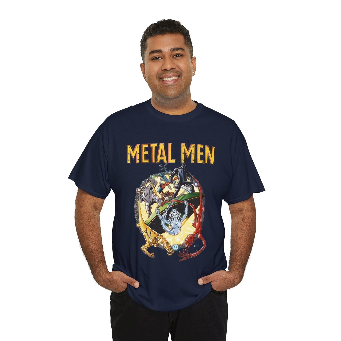 Metal Men T-Shirt - George Perez Art - DC Comics - Classic Silver Age Team - Mercury, Iron, Tin, Gold
