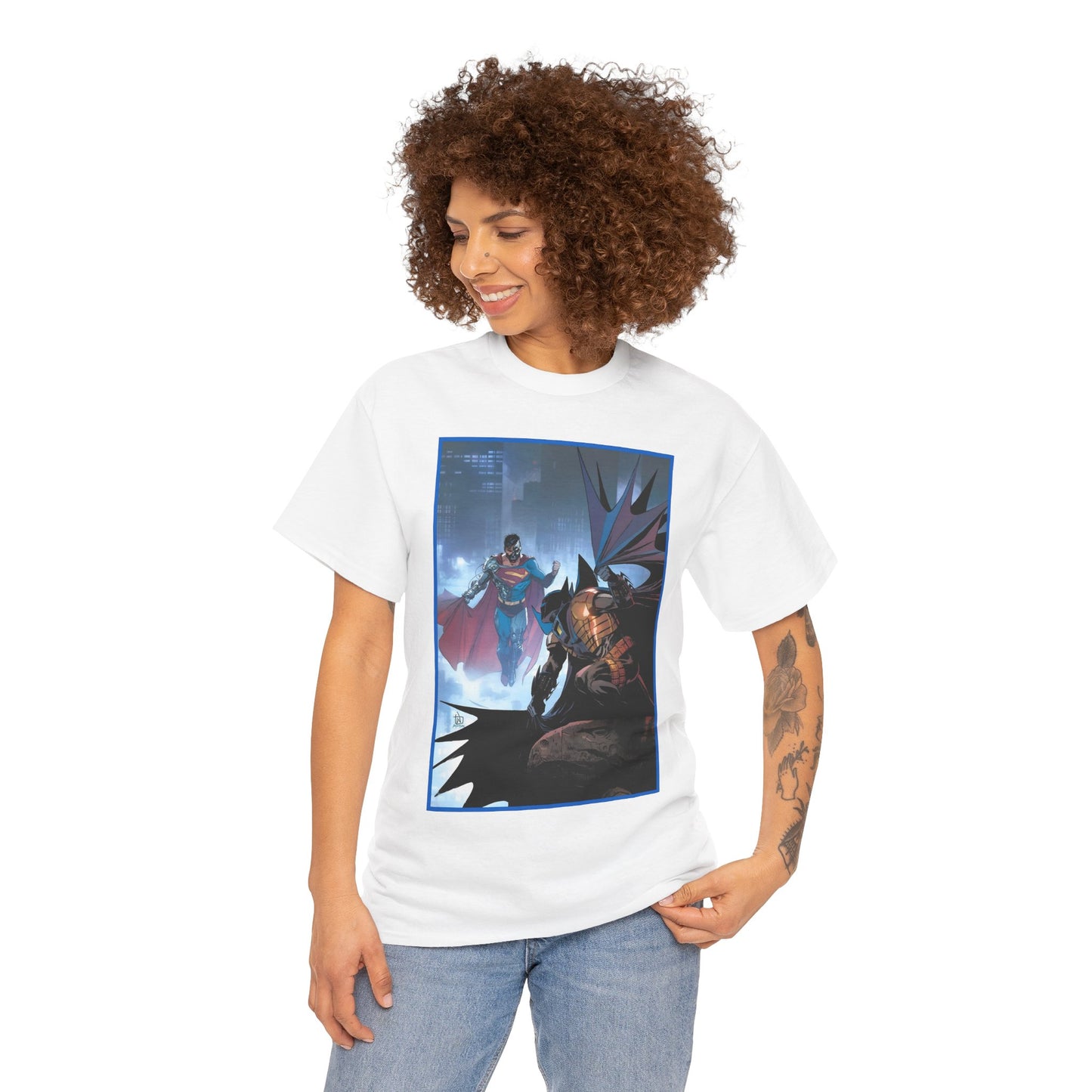 Cyborg Superman Vs Azrael Batman T-Shirt - Lee Weeks Art - Reign of the Superman, Knightfall - World's Finest Variant Cover Art - DC Comics