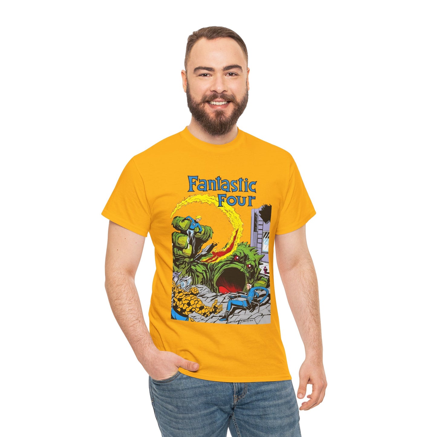 Fantastic Four T-Shirt - John Byrne Art - Cover to Issue #1 - Reed Richards, Invisible Woman, Human Torch, The Thing - Marvel Comics