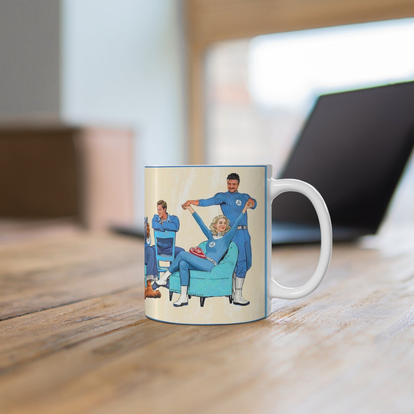 Fantastic Four Coffee Mug, 11oz - MCU 2025 Movie - Marvel Comics - The Thing, Human Torch, Invisible Woman, Reed Richards - Pedro Pascal