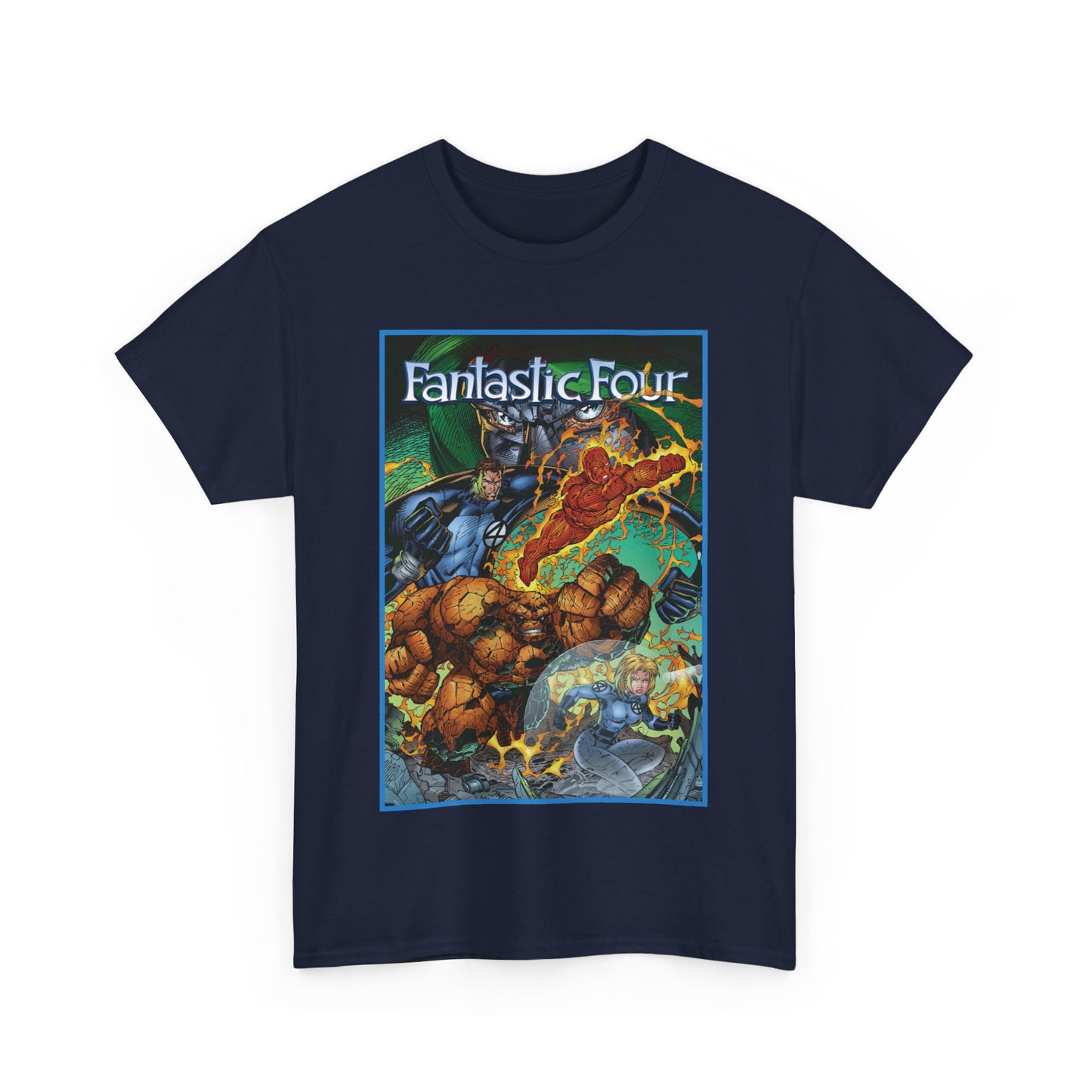 Fantastic Four T-Shirt - Jim Lee Art - The Thing, Human Torch, Reed Richards, Invisible Woman - Marvel Comics - Heroes Reborn