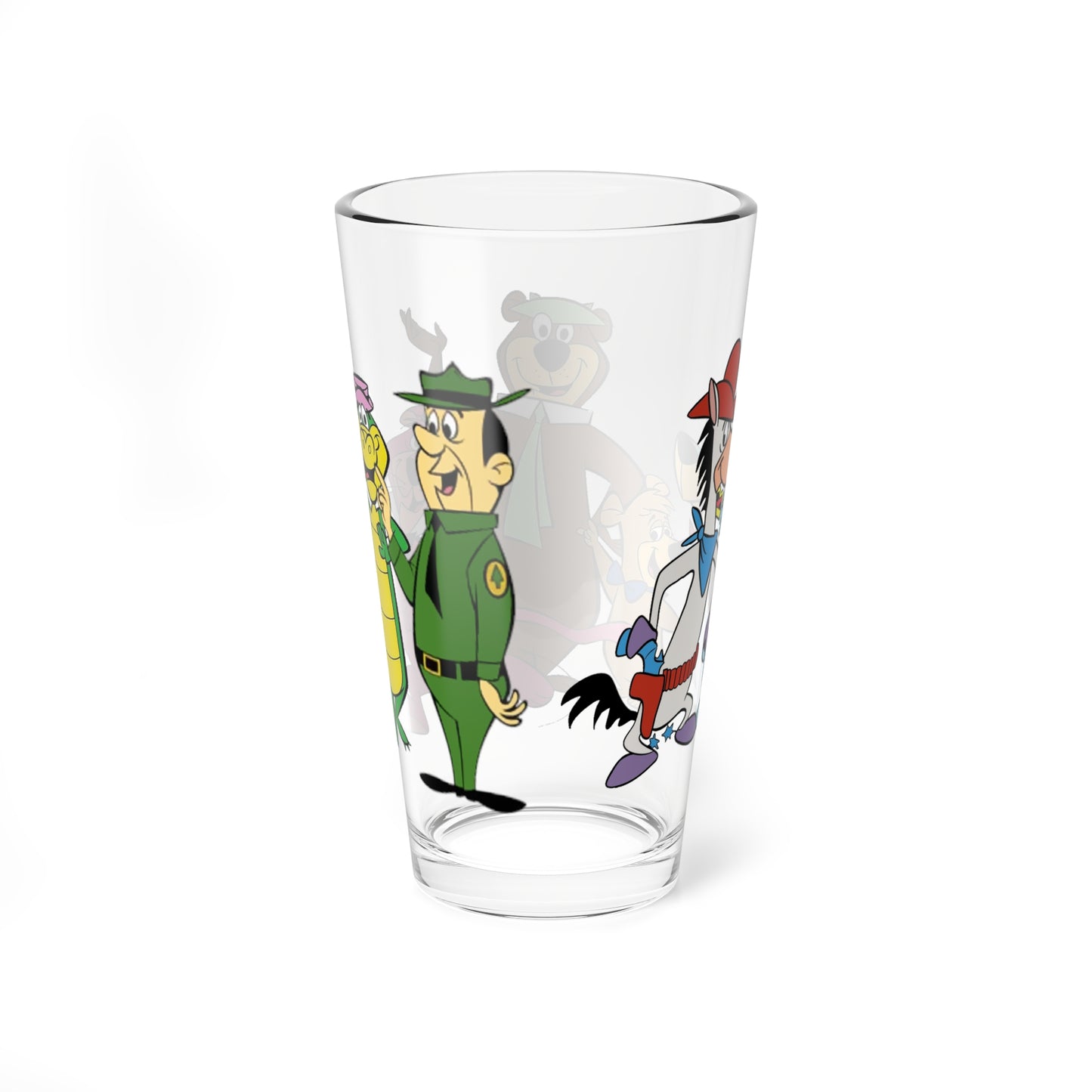 Yogi's Gang Pint Glass, 16oz - Wally Gator, Huckleberry Hound, Quick Draw McGraw, Snagglepuss - Hanna-Barbera Cartoon