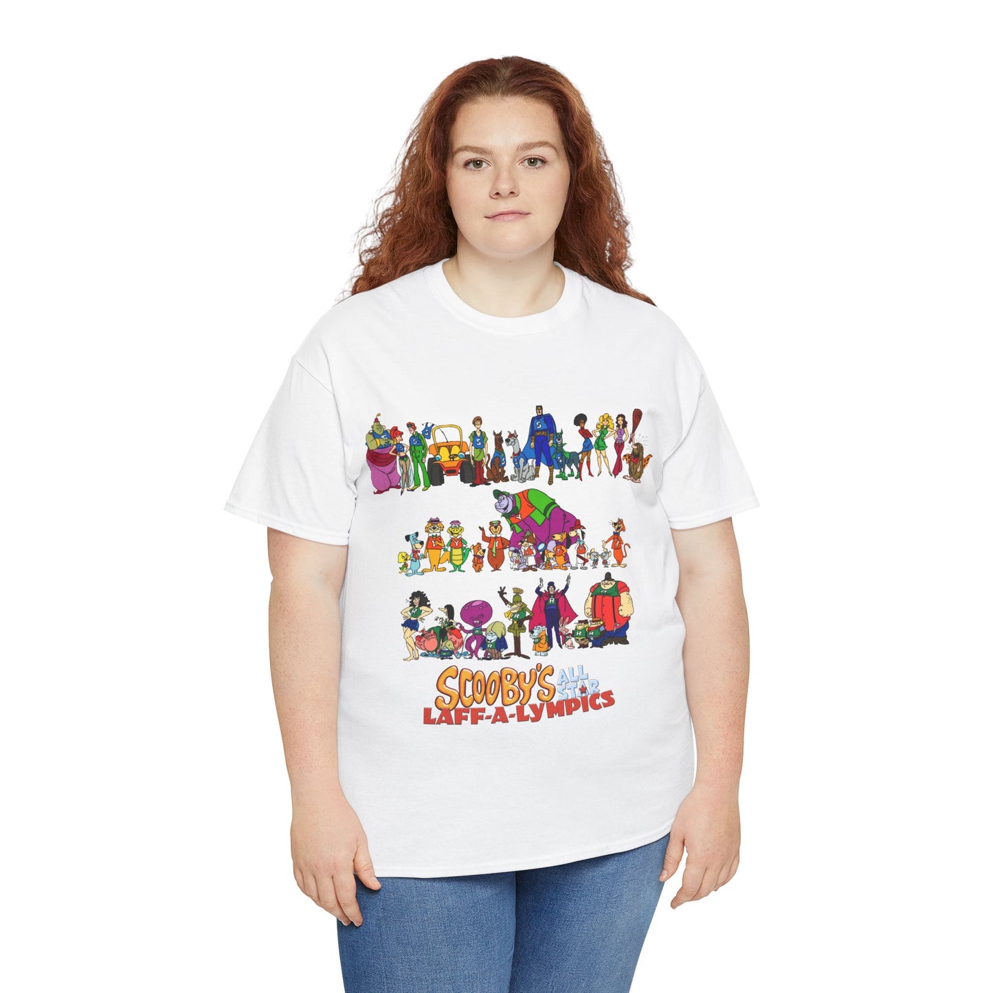 Scooby's All-Star Laff-A-Lympics T-Shirt - Hanna-Barbera Cartoon - Speed Buggy, Yogi Bear, Grape Ape, Scooby Dum, Shaggy, Wally Gator